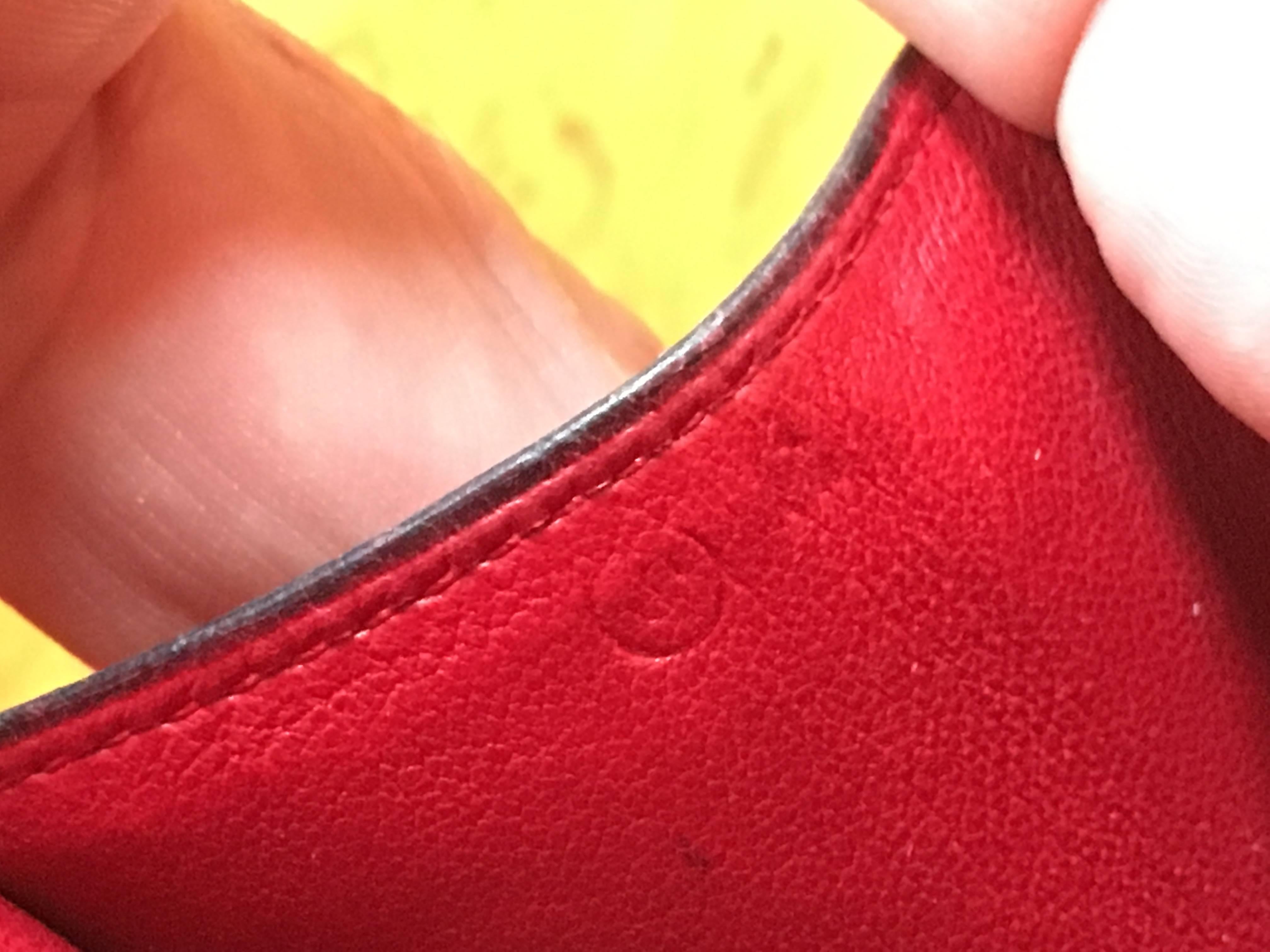 Hermes Authentic Red Calf Leather Constance Bag In Excellent Condition For Sale In Cloverdale, CA