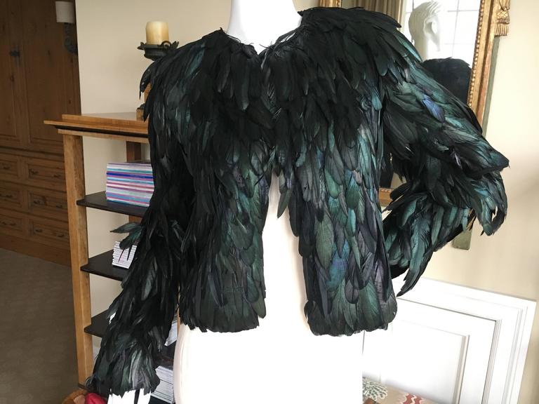 Gucci Iridescent Coq Feather Jacket at 1stDibs