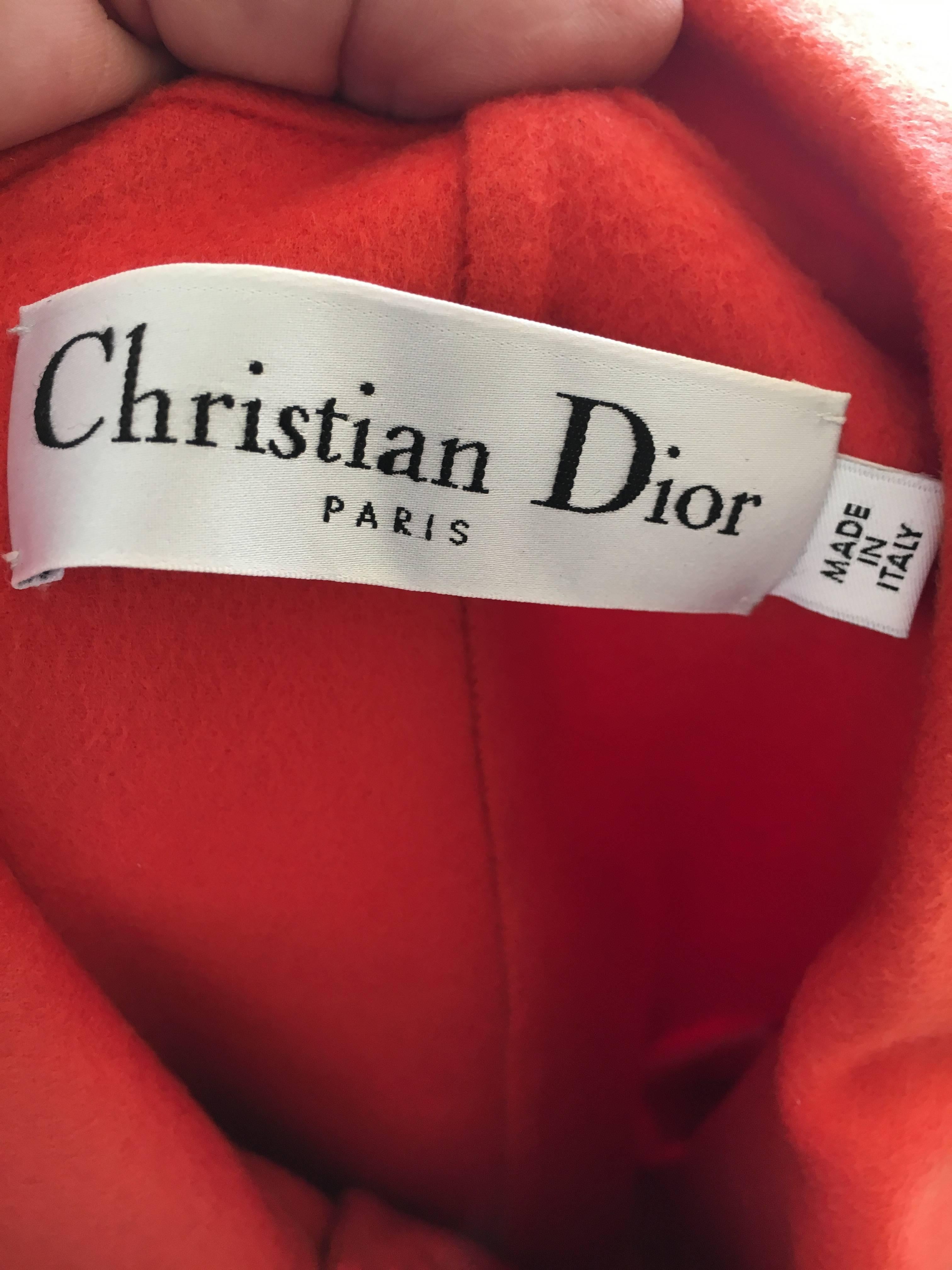 Women's Christian Dior Orange Doubleface Cashmere Jacket with Mink Jeweled Buttons