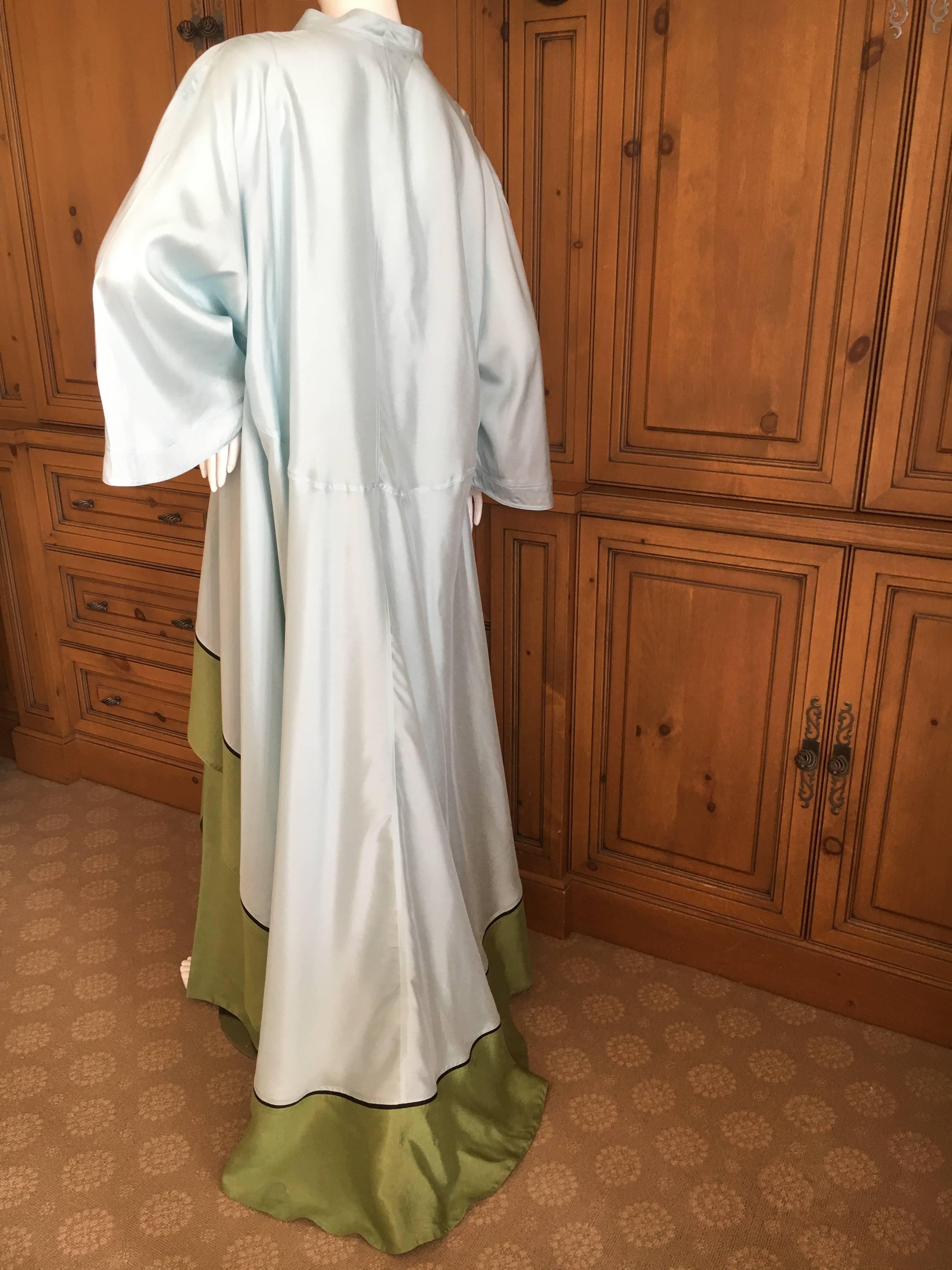 Chado Ralph Rucci Silk Caftan and Matching Wide Leg Pant.
This is so elegant, featuring a very wide leg pant that has a skirt like wrap feature, and a matching caftan that is higher in the front, trailing in the back.
Looks and feels amazing