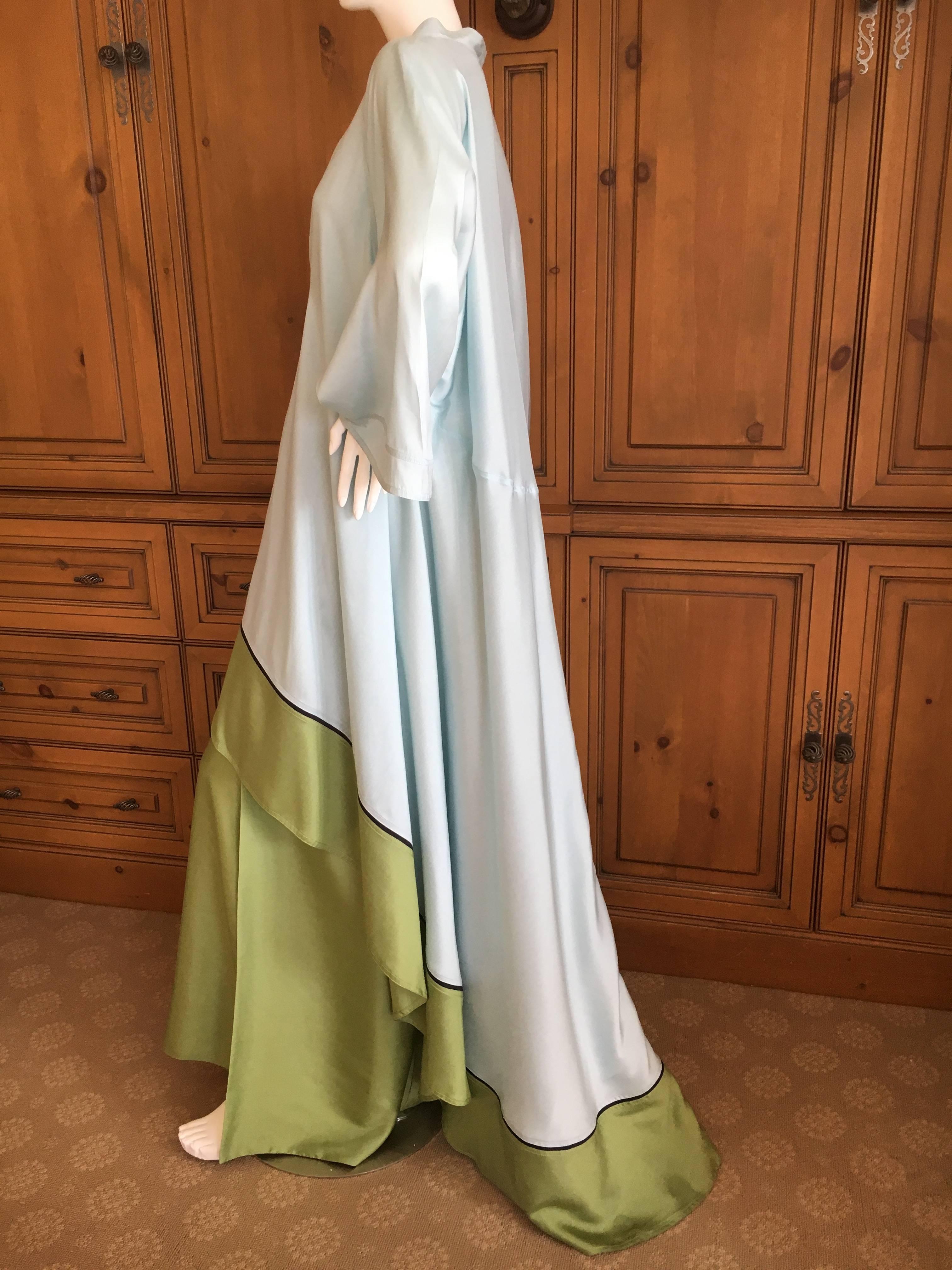 Women's Chado Ralph Rucci Silk Turquoise & Green Caftan and Matching Wide Leg Pant For Sale