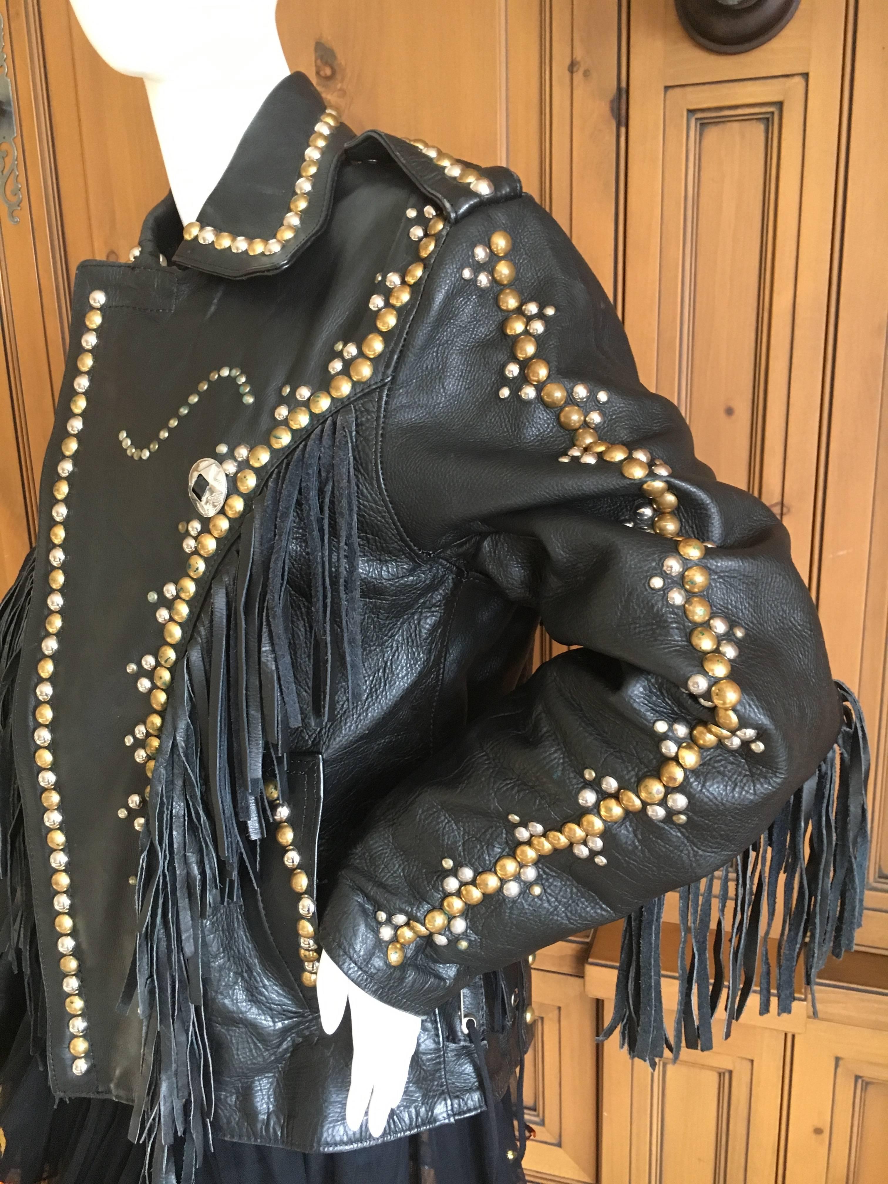 leather jacket with tassels