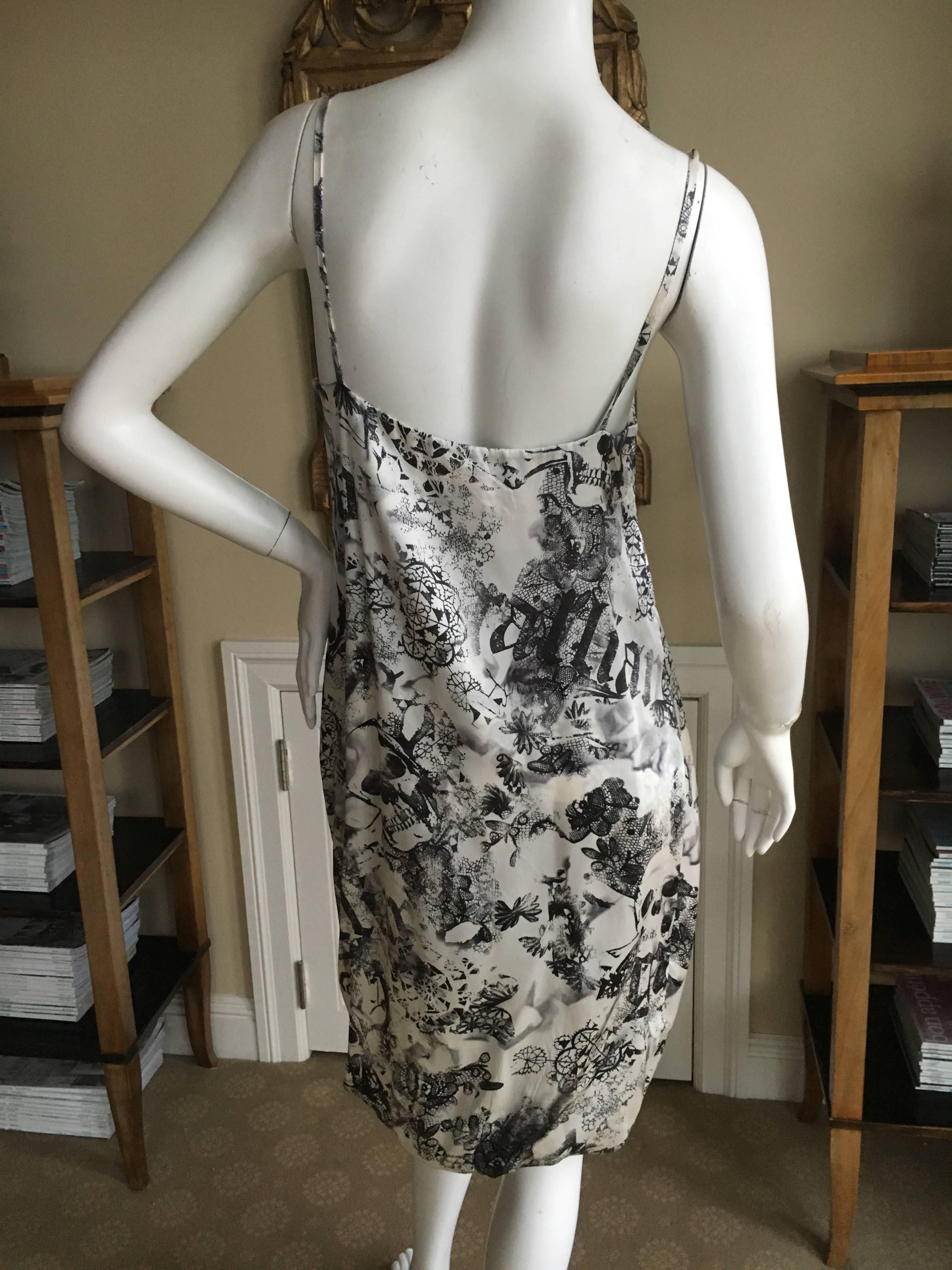 John Galliano Sweet Vintage Silk Cocktail Dress with Death Head Pattern For Sale 3