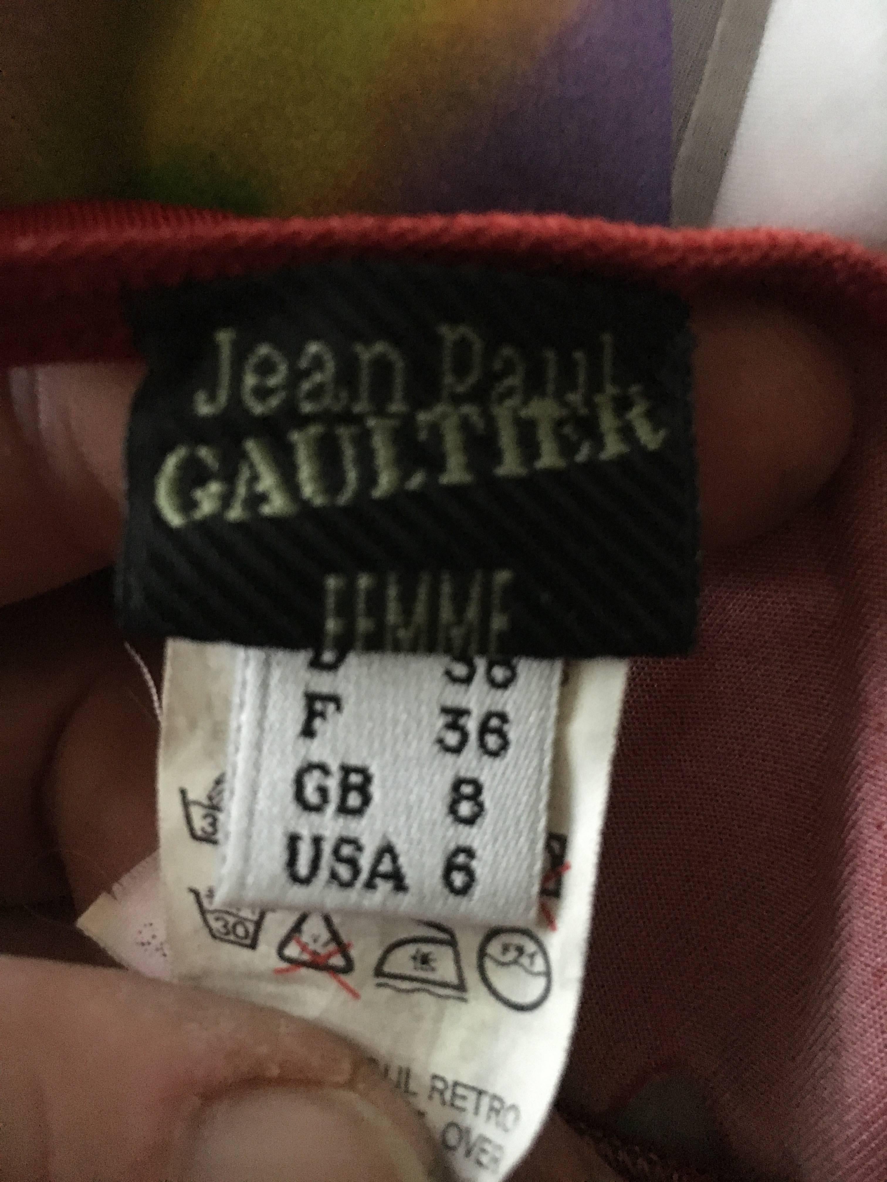 Red  Jean Paul Gaultier Femme Rare Vintage Sheer Tattoo Dress For Sale