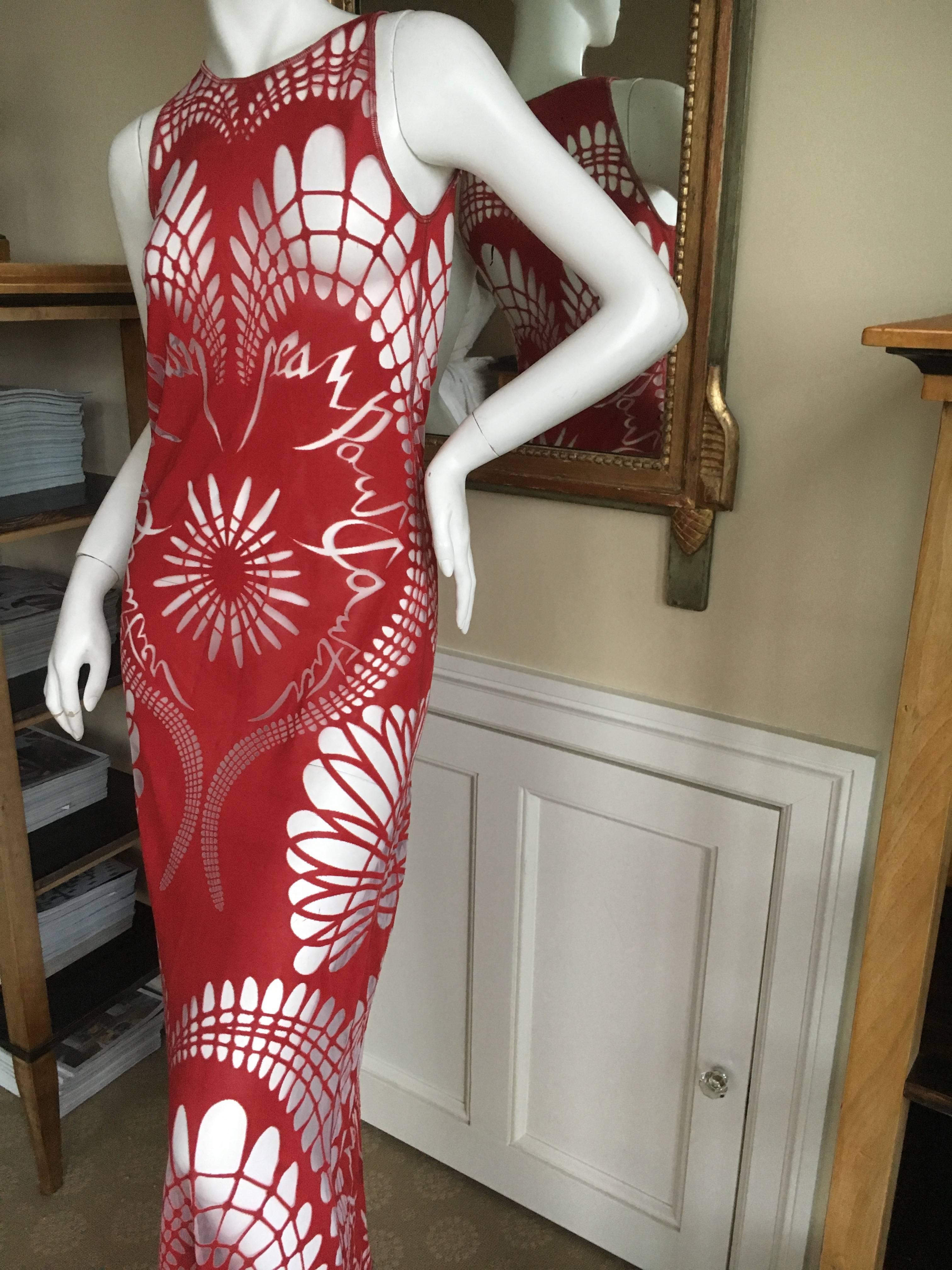 Jean Paul Gaultier Femme Rare Vintage Sheer Tattoo Dress In Excellent Condition For Sale In Cloverdale, CA