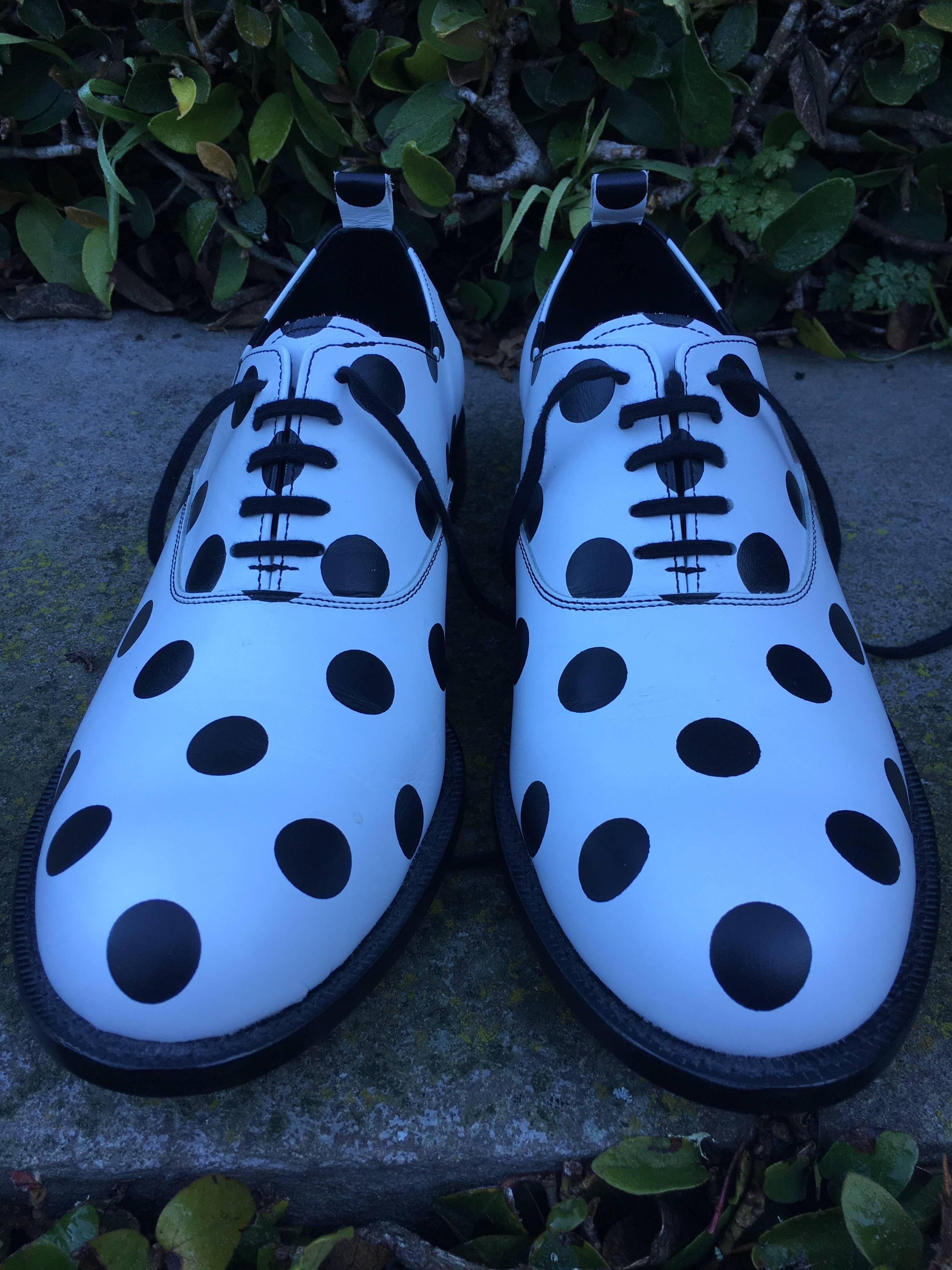 Blue Comme des Garcons Mens Polka Dot Shoes New Size 9.5 US For Sale