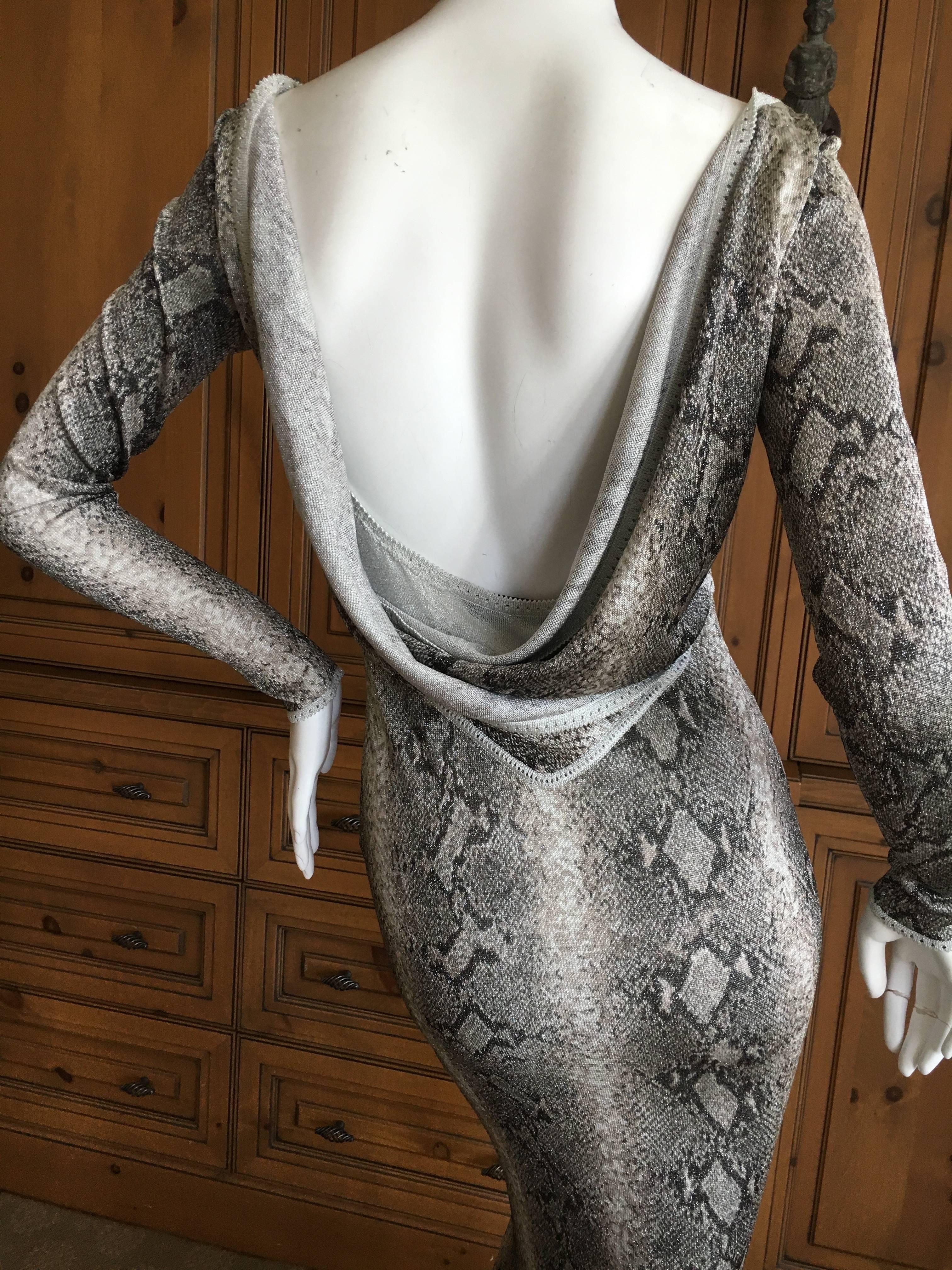John Galliano 1997 Snake Print Scoop Back Evening Dress In Excellent Condition For Sale In Cloverdale, CA