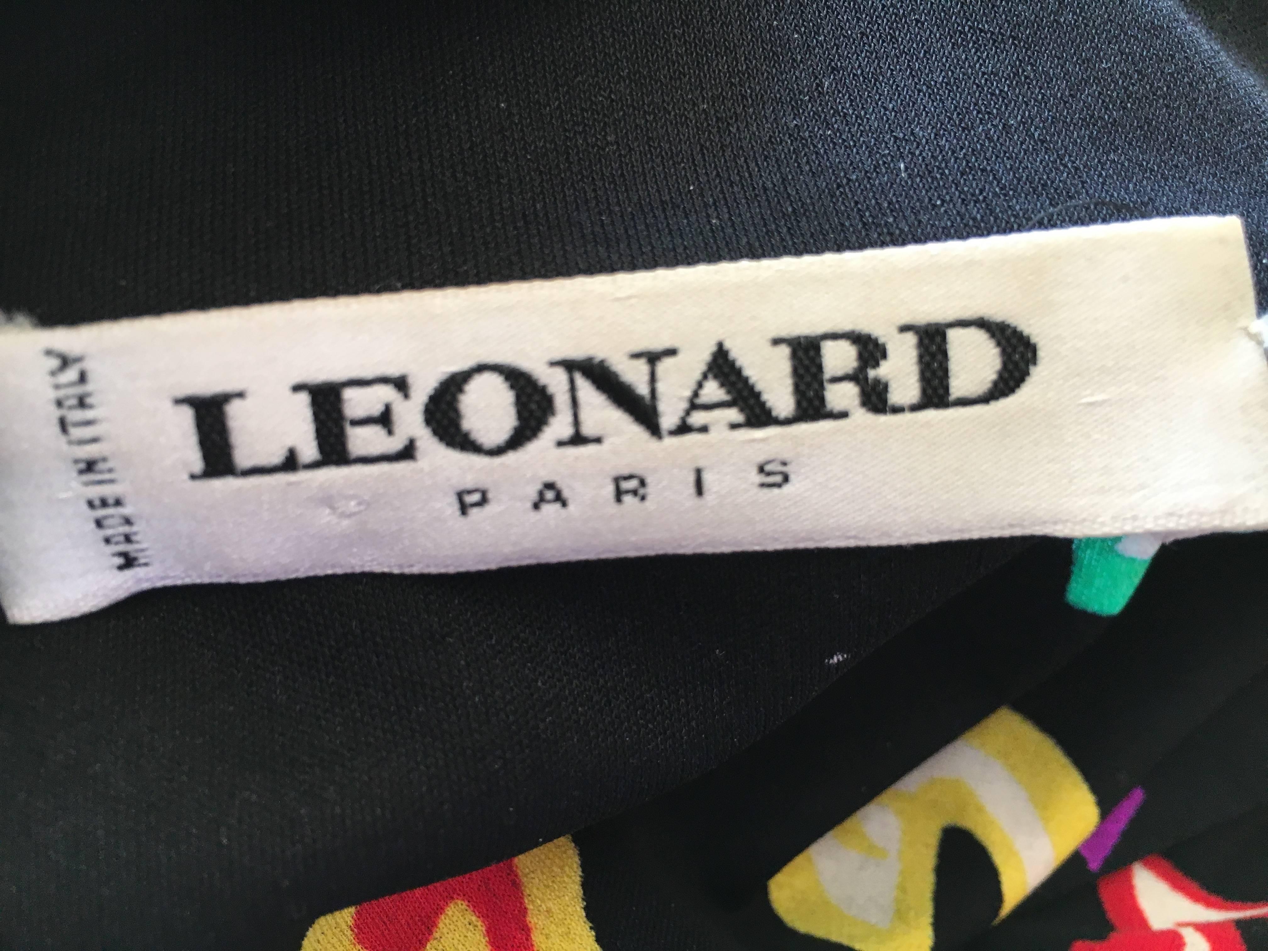 Leonard Vintage Silk Jersey Dress with Chain Belt In Excellent Condition In Cloverdale, CA