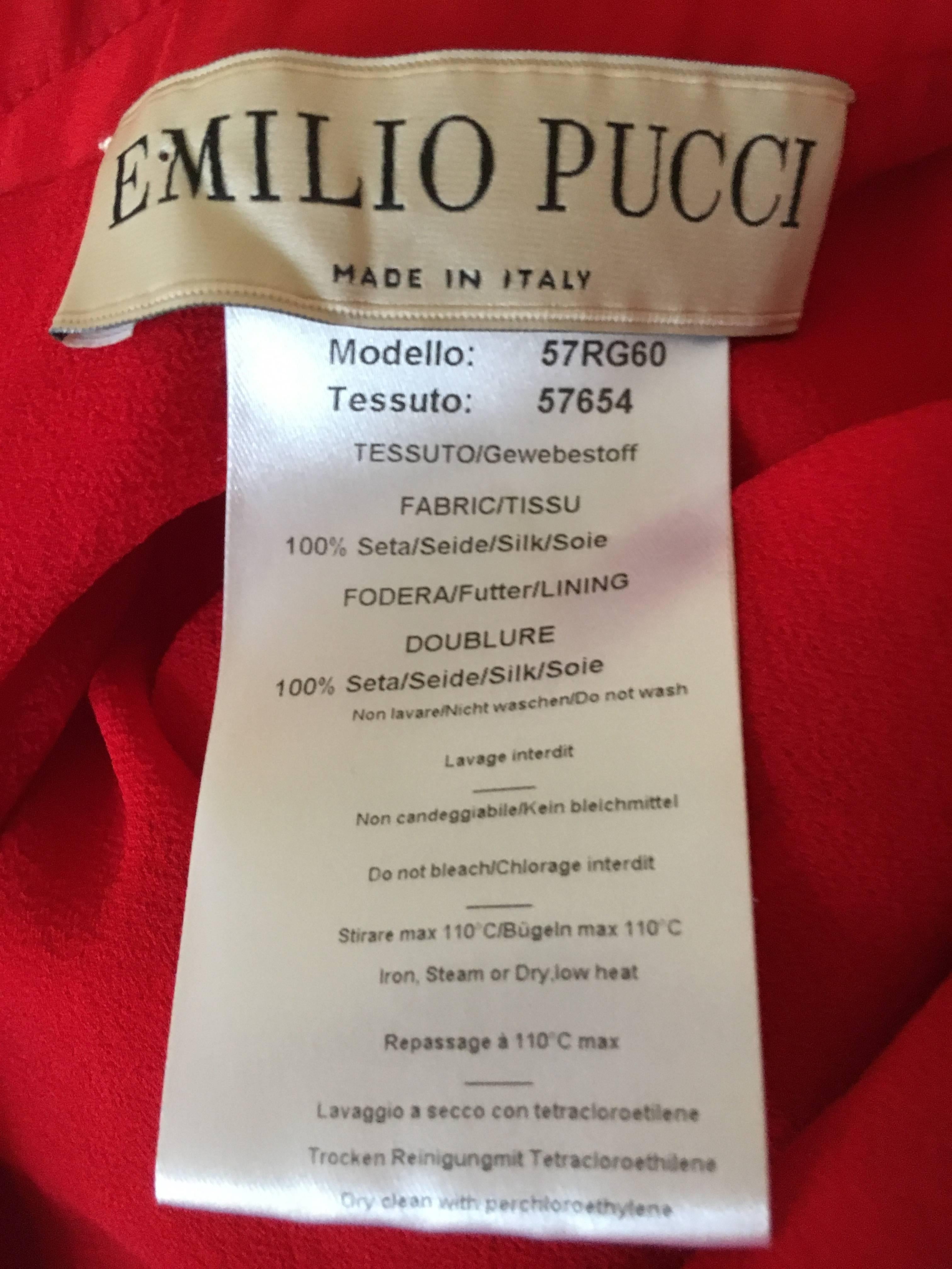 Emelio Pucci Scarlet Silk Ruffled Halter Dress  For Sale 3