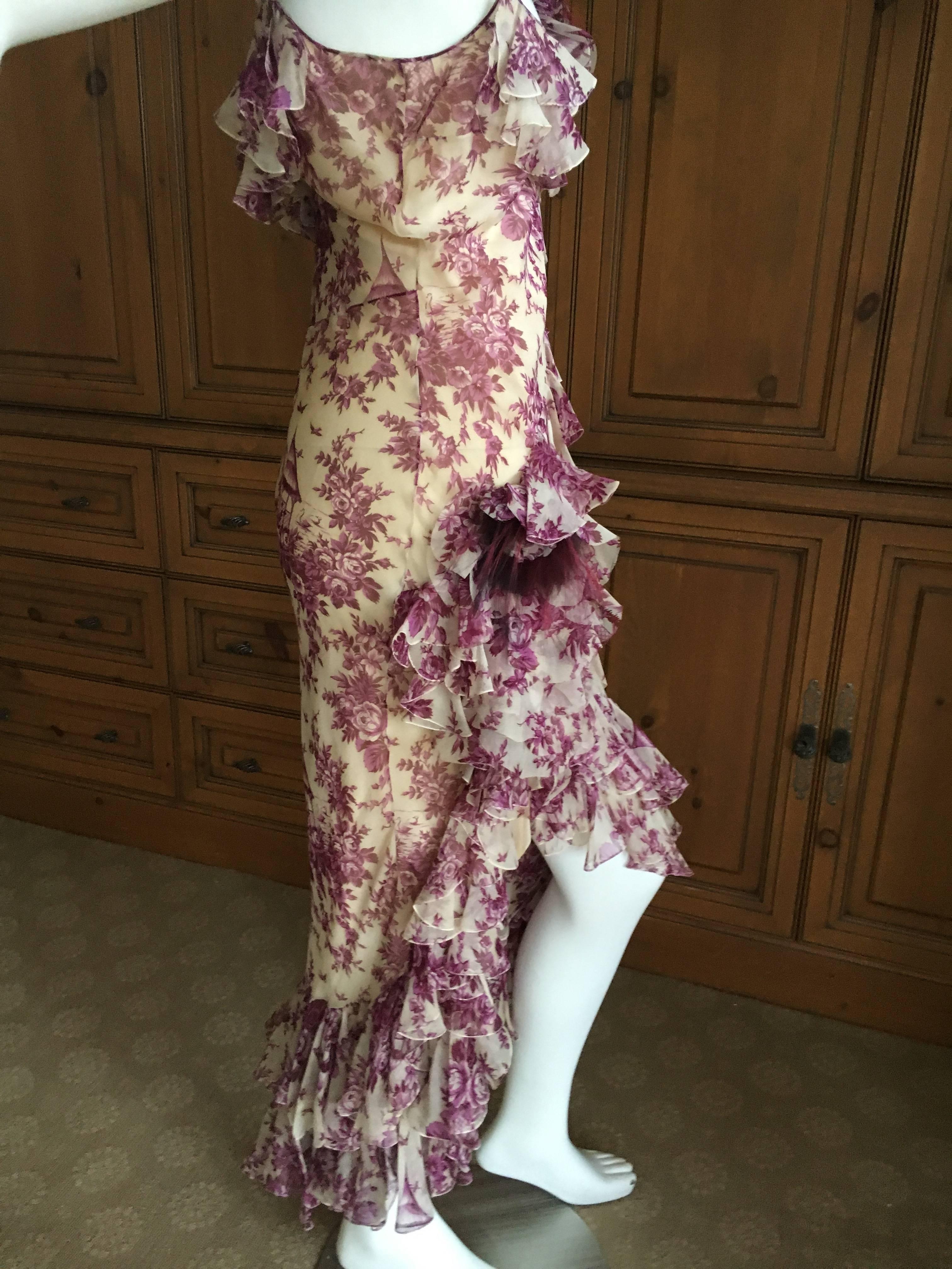 John Galliano Purple Toile de Joie Ruffle Cocktail Dress NWT For Sale 5