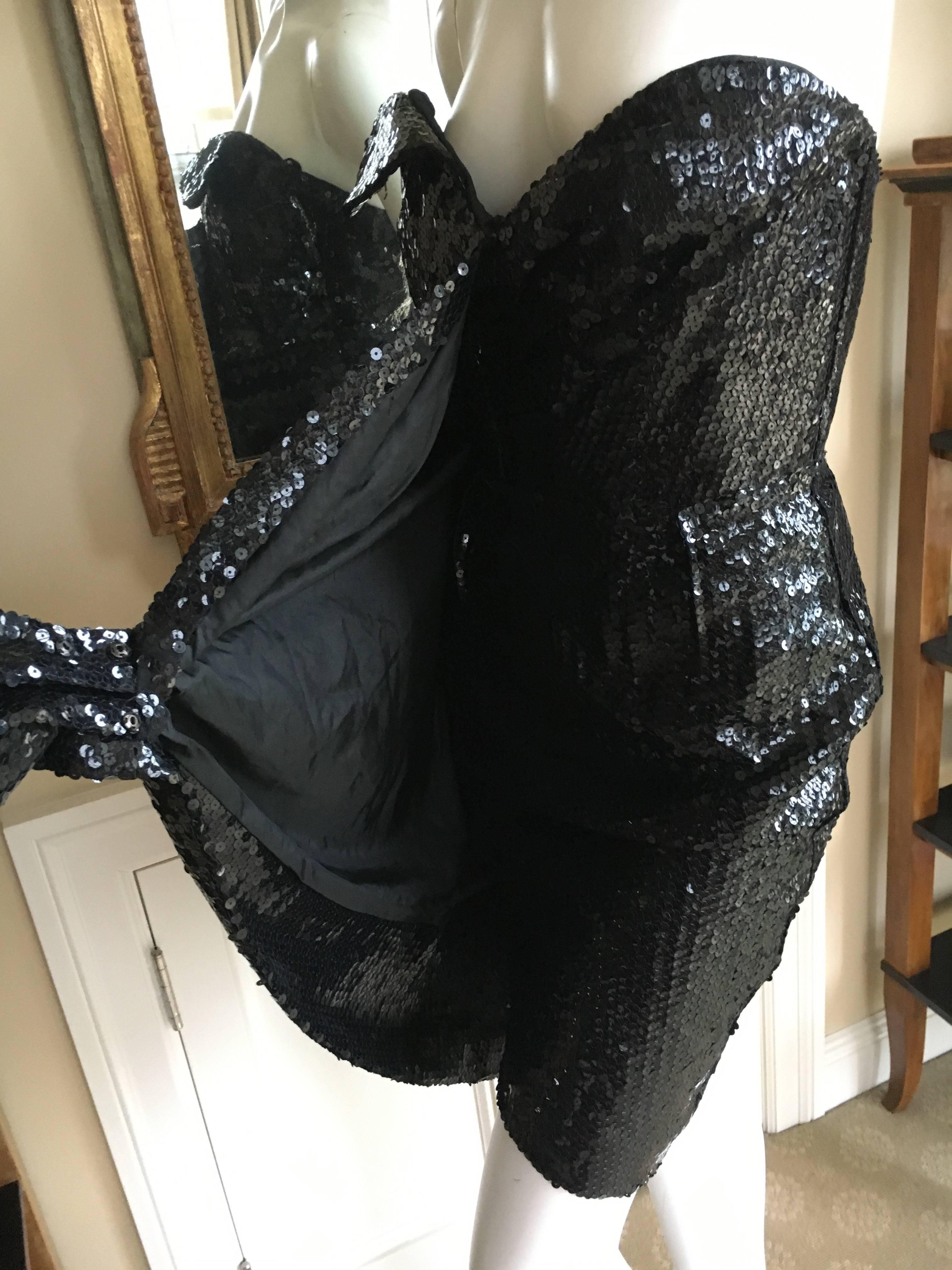 Thierry Mugler Vintage 80's Black Sequin Wrap Style Cocktail Dress 1