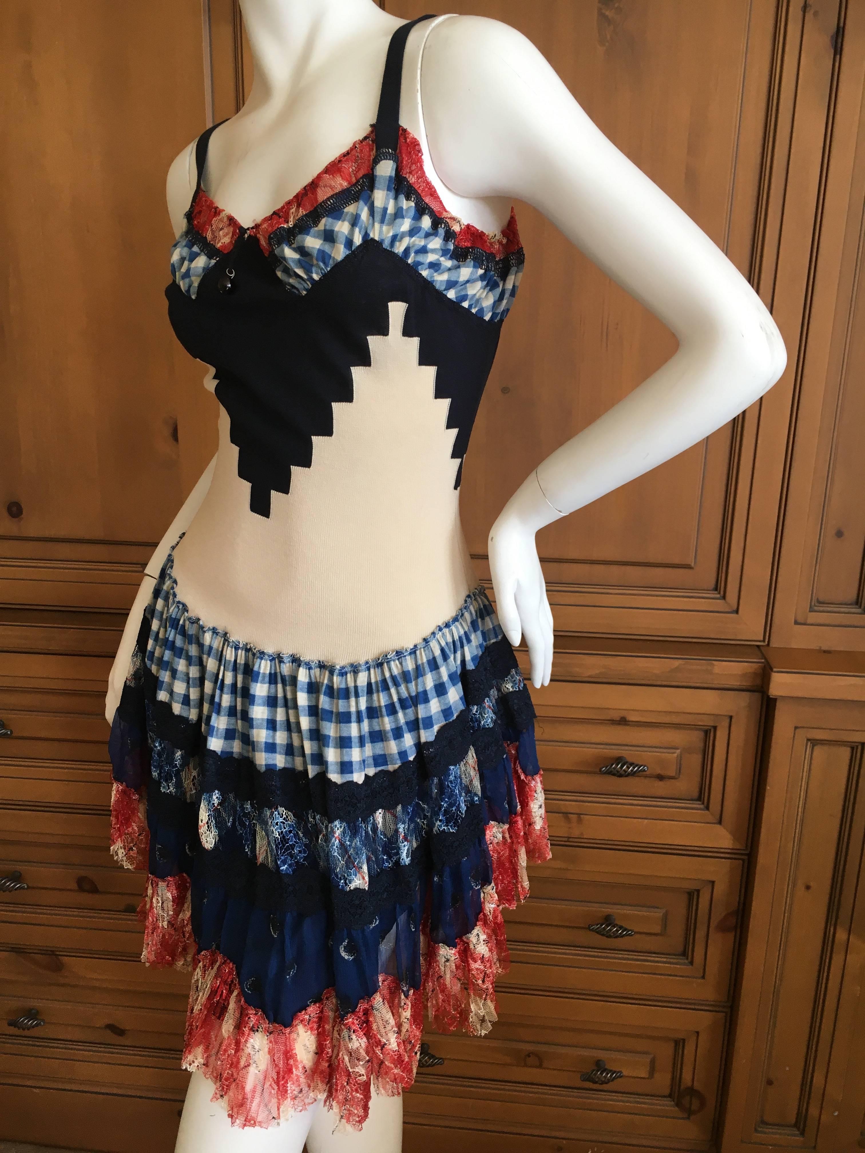 Jean Paul Gaultier Maille Femme Vintage Gingham Pattern Play Dress In Excellent Condition In Cloverdale, CA