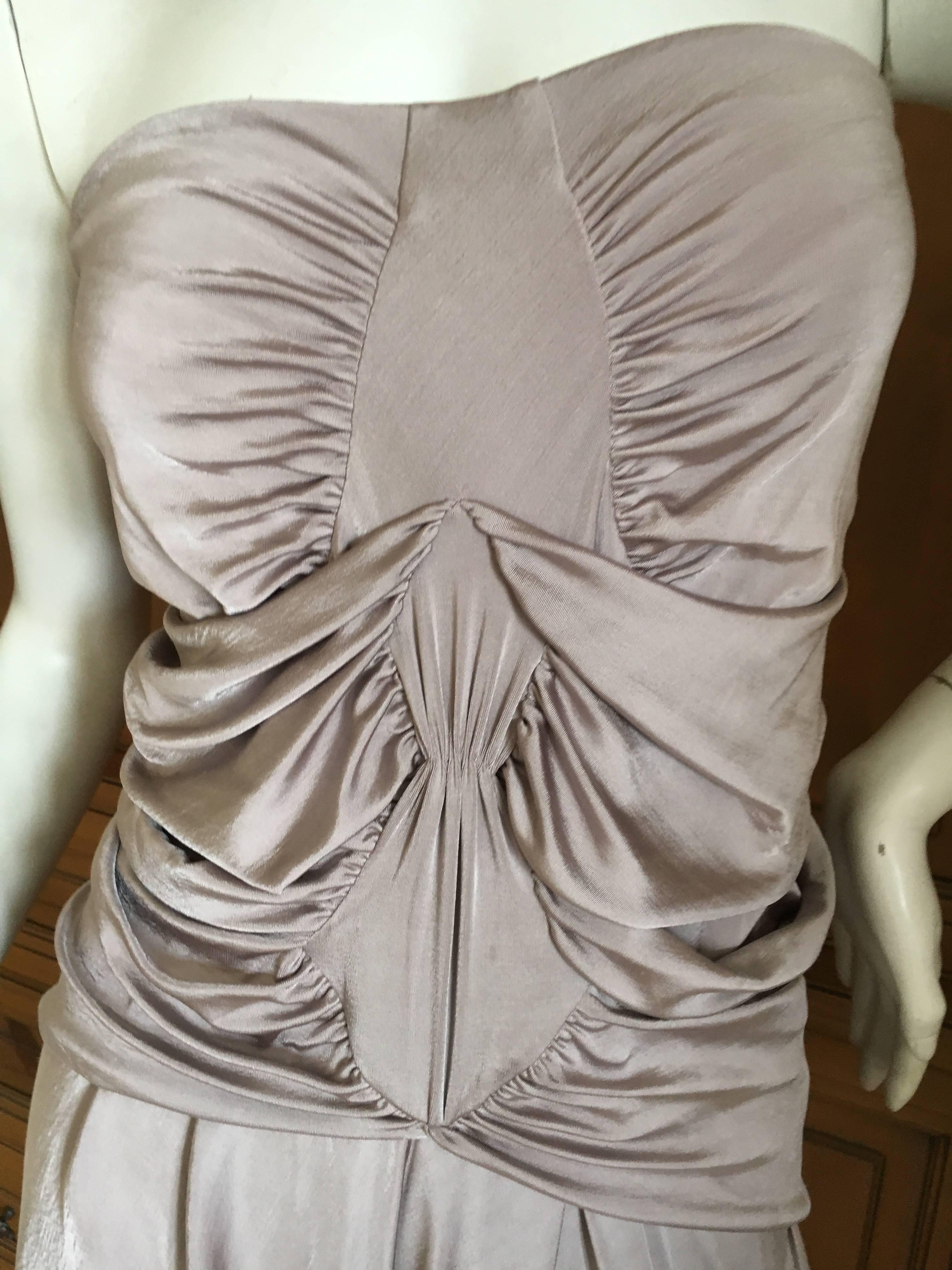 Yves Saint Laurent by Tom Ford 2002 Gray Ruched Dress In Excellent Condition For Sale In Cloverdale, CA