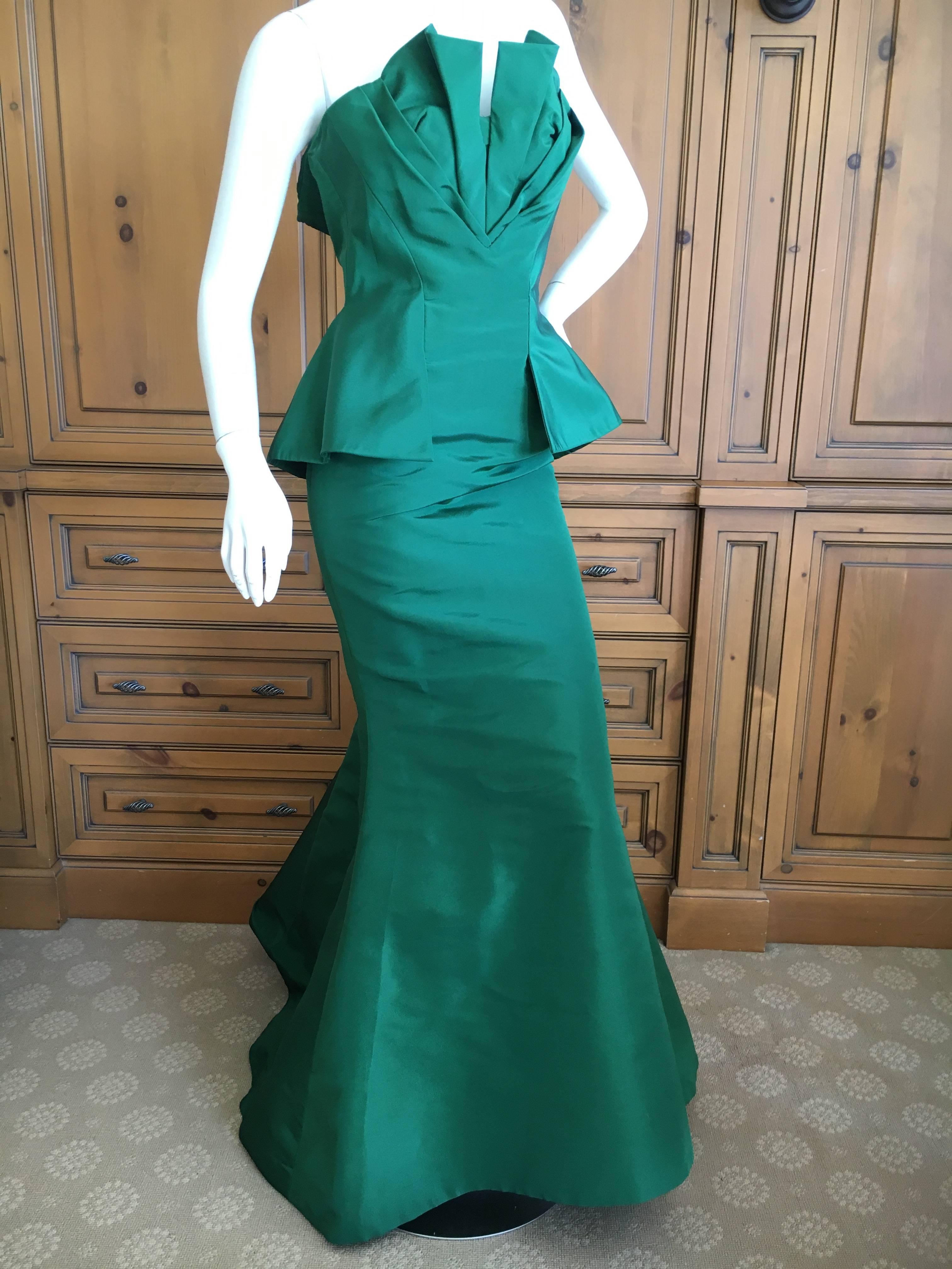emerald green taffeta dress