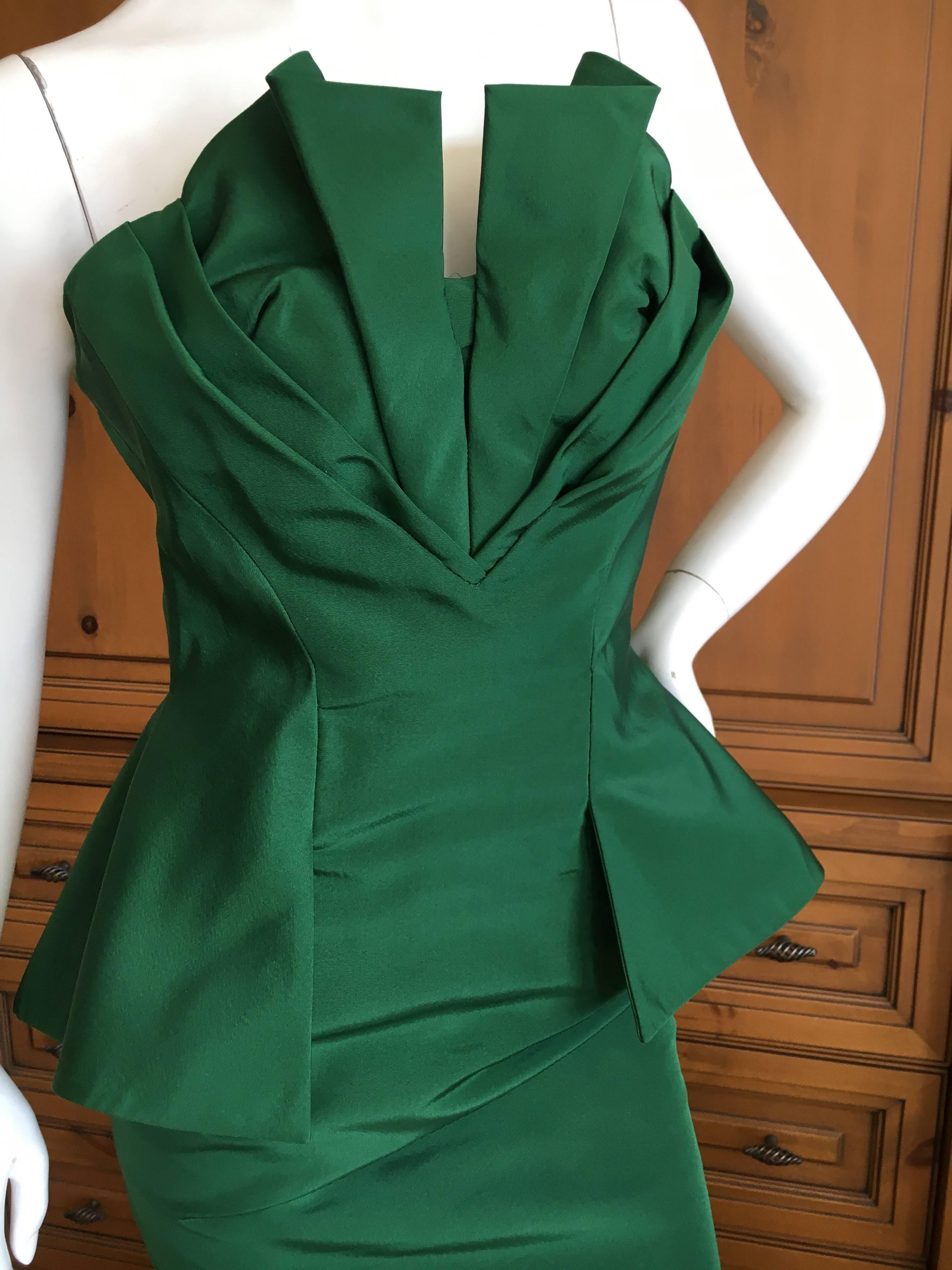 Oscar de la Renta Strapless Emerald Green Taffeta Mermaid Gown In Excellent Condition In Cloverdale, CA