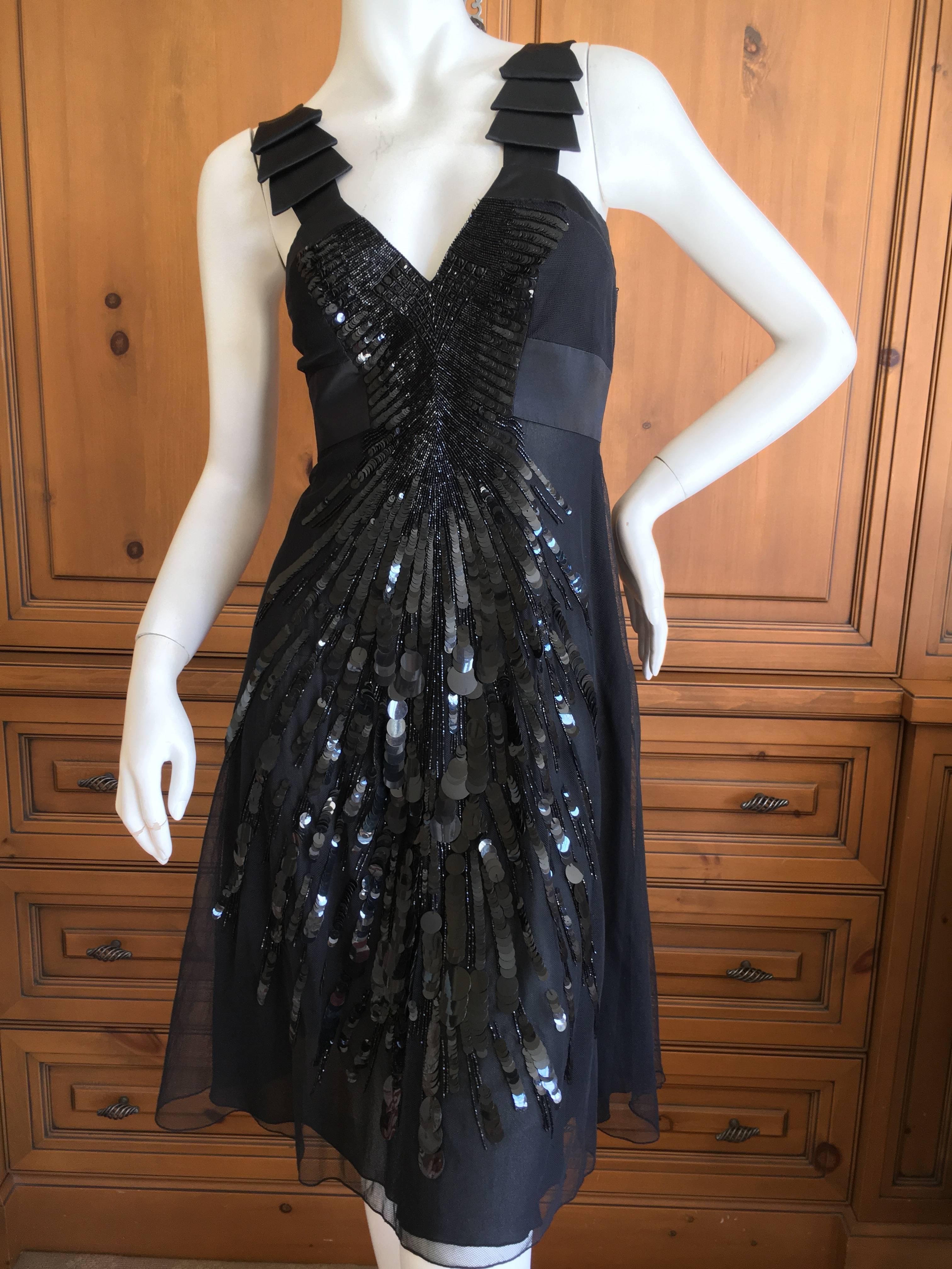 Versace Black Silk Sequined Cocktail Dress In Excellent Condition For Sale In Cloverdale, CA