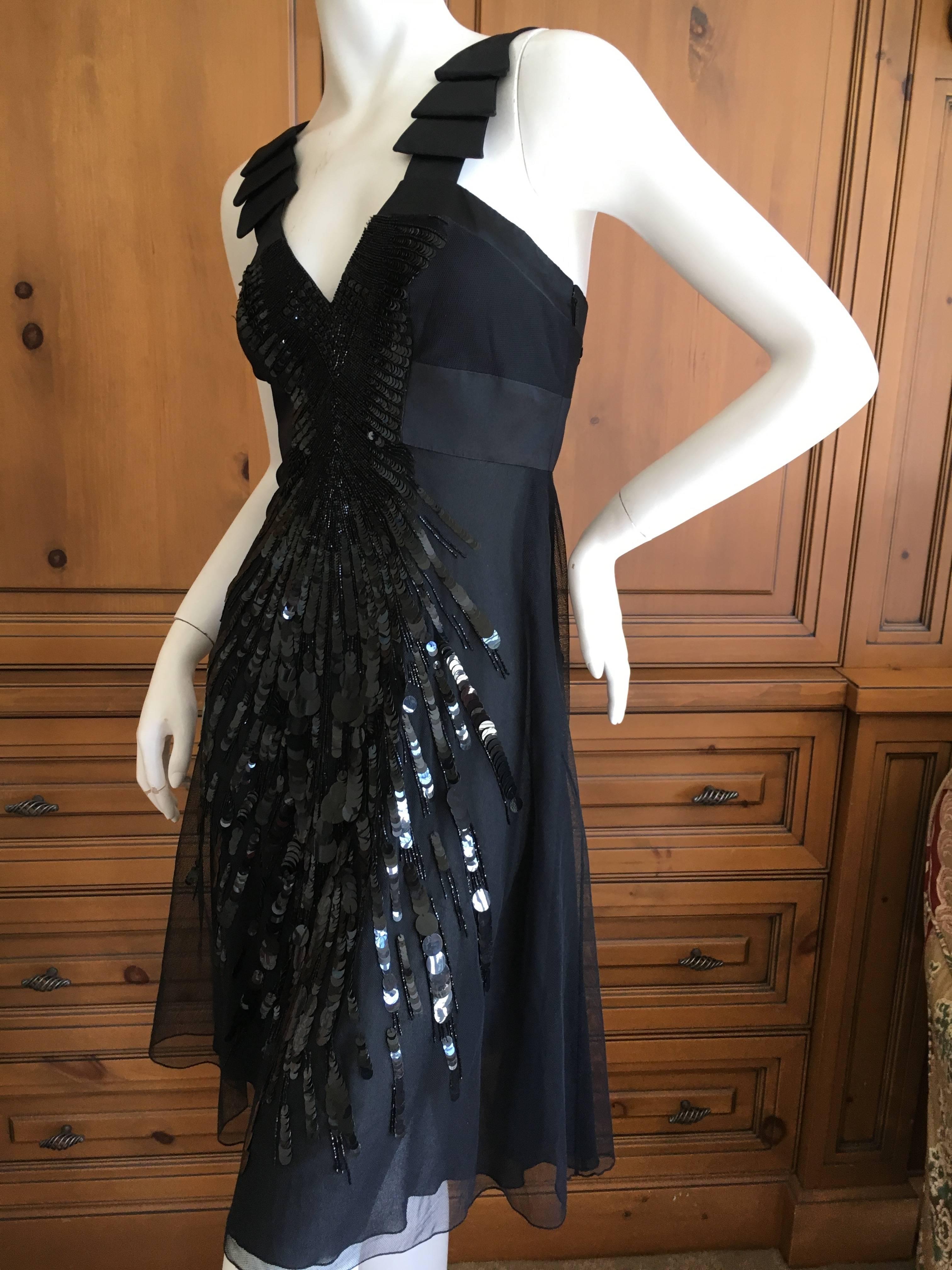 Women's Versace Black Silk Sequined Cocktail Dress For Sale