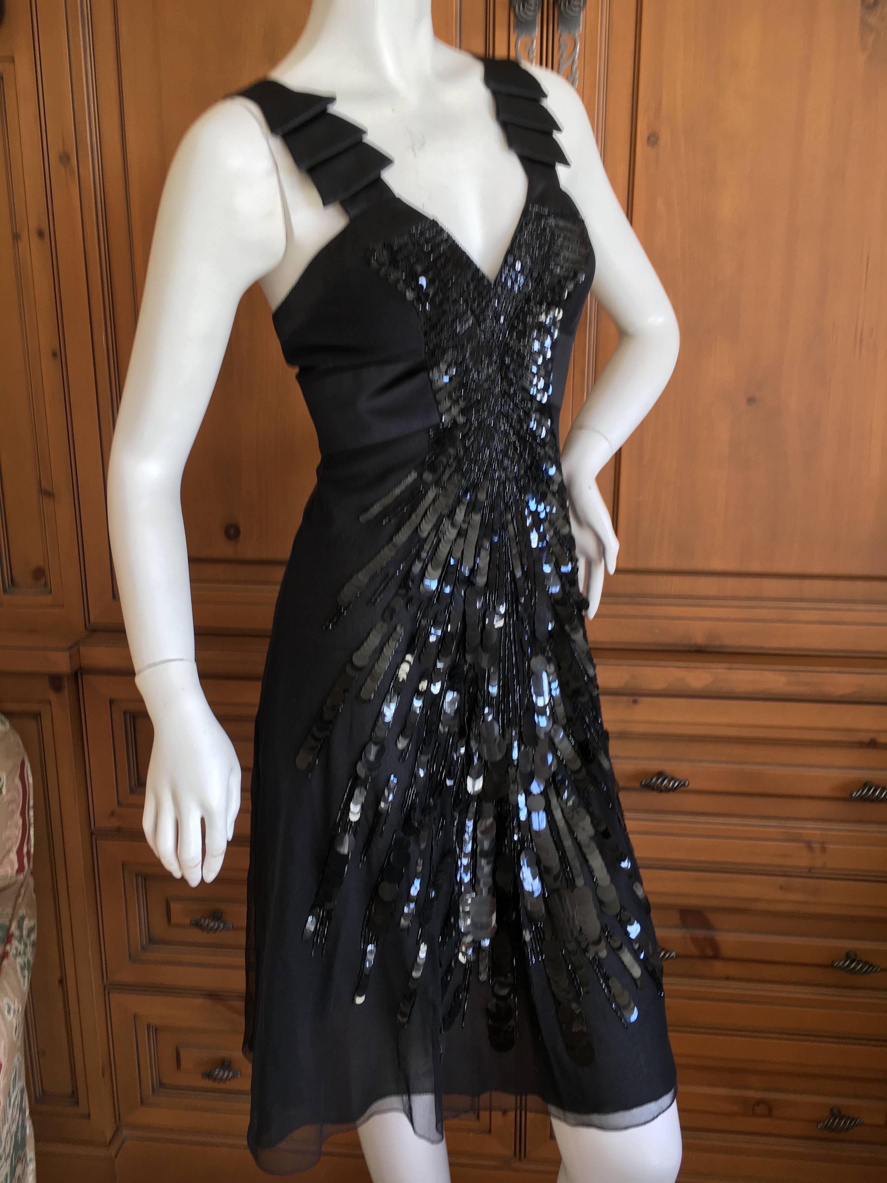 Versace Black Silk Sequined Cocktail Dress For Sale 1
