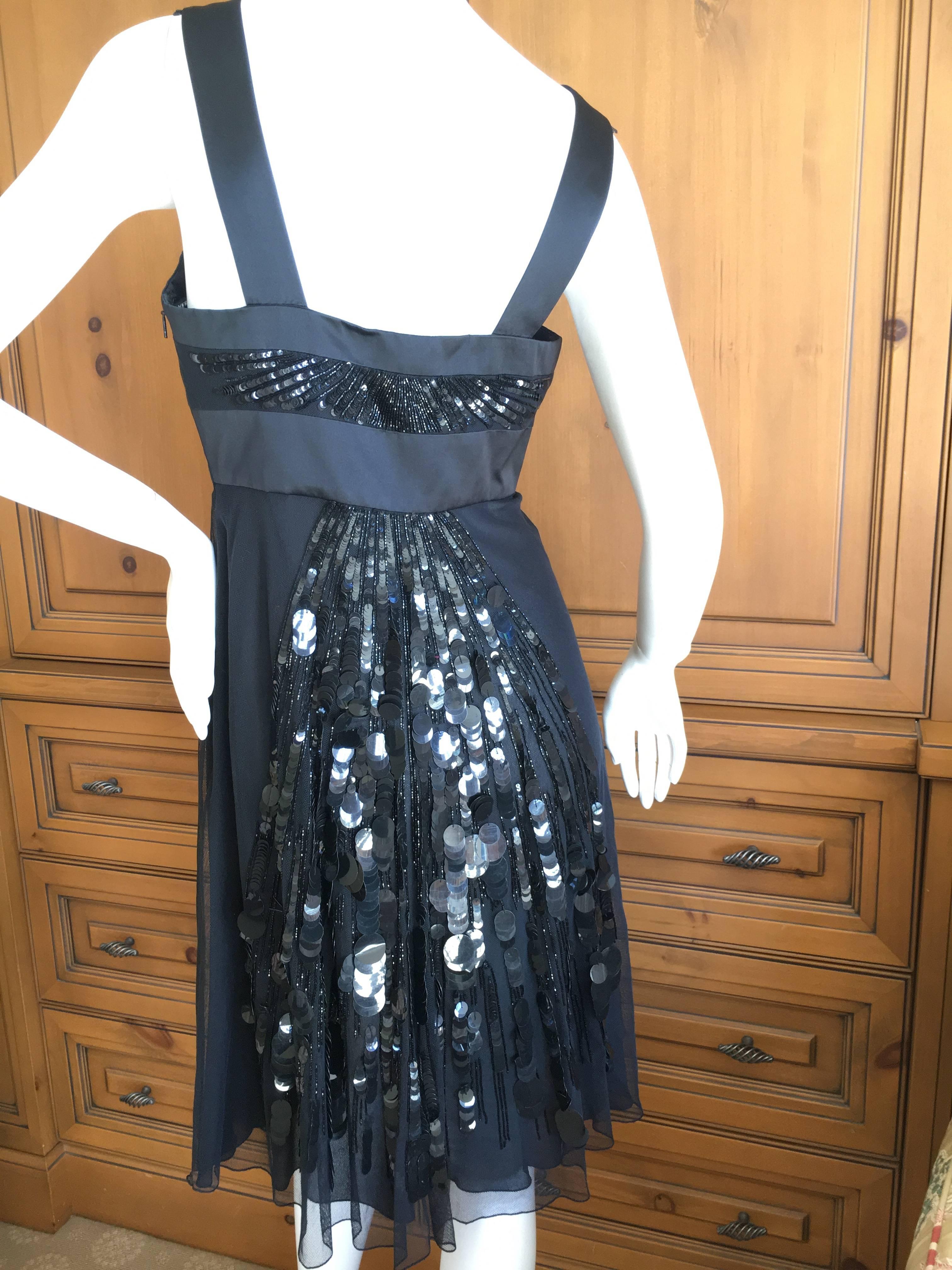 Versace Black Silk Sequined Cocktail Dress For Sale 4