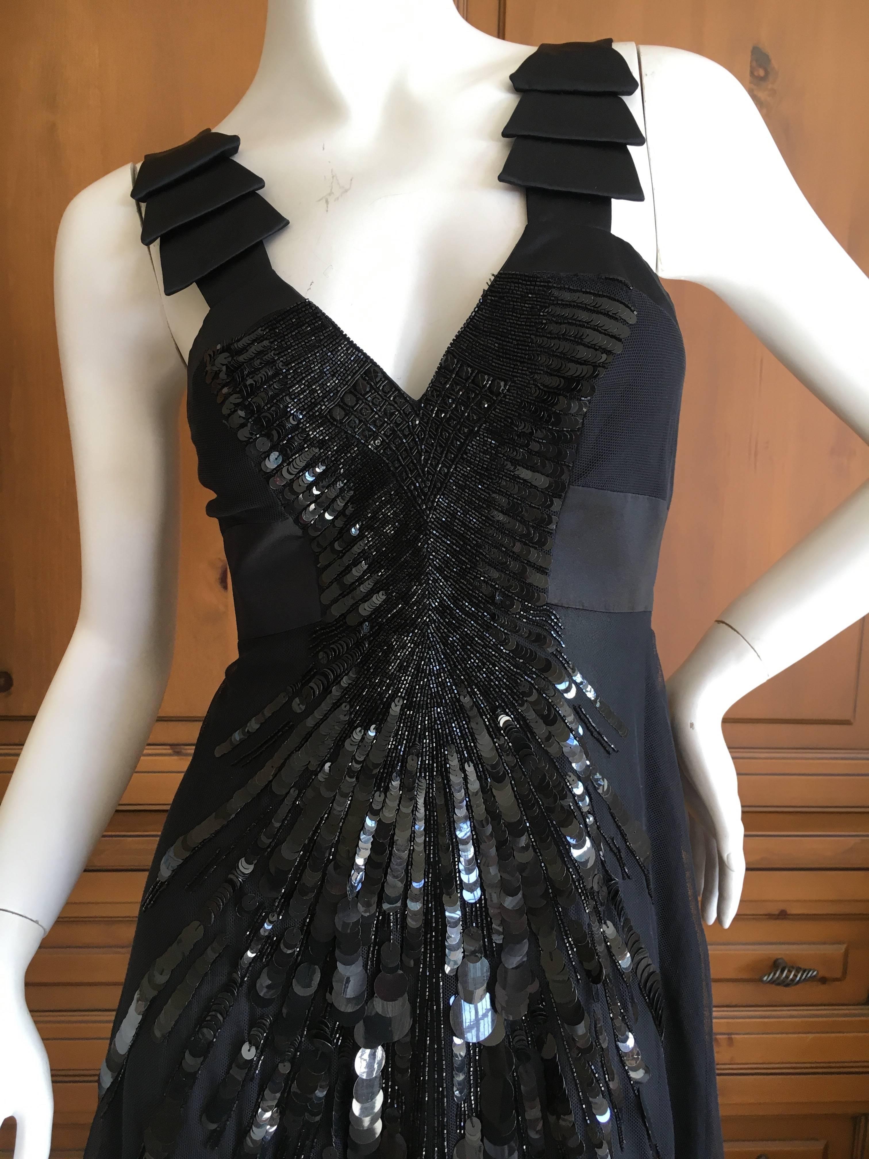 Versace Black Silk Sequined Cocktail Dress For Sale 2
