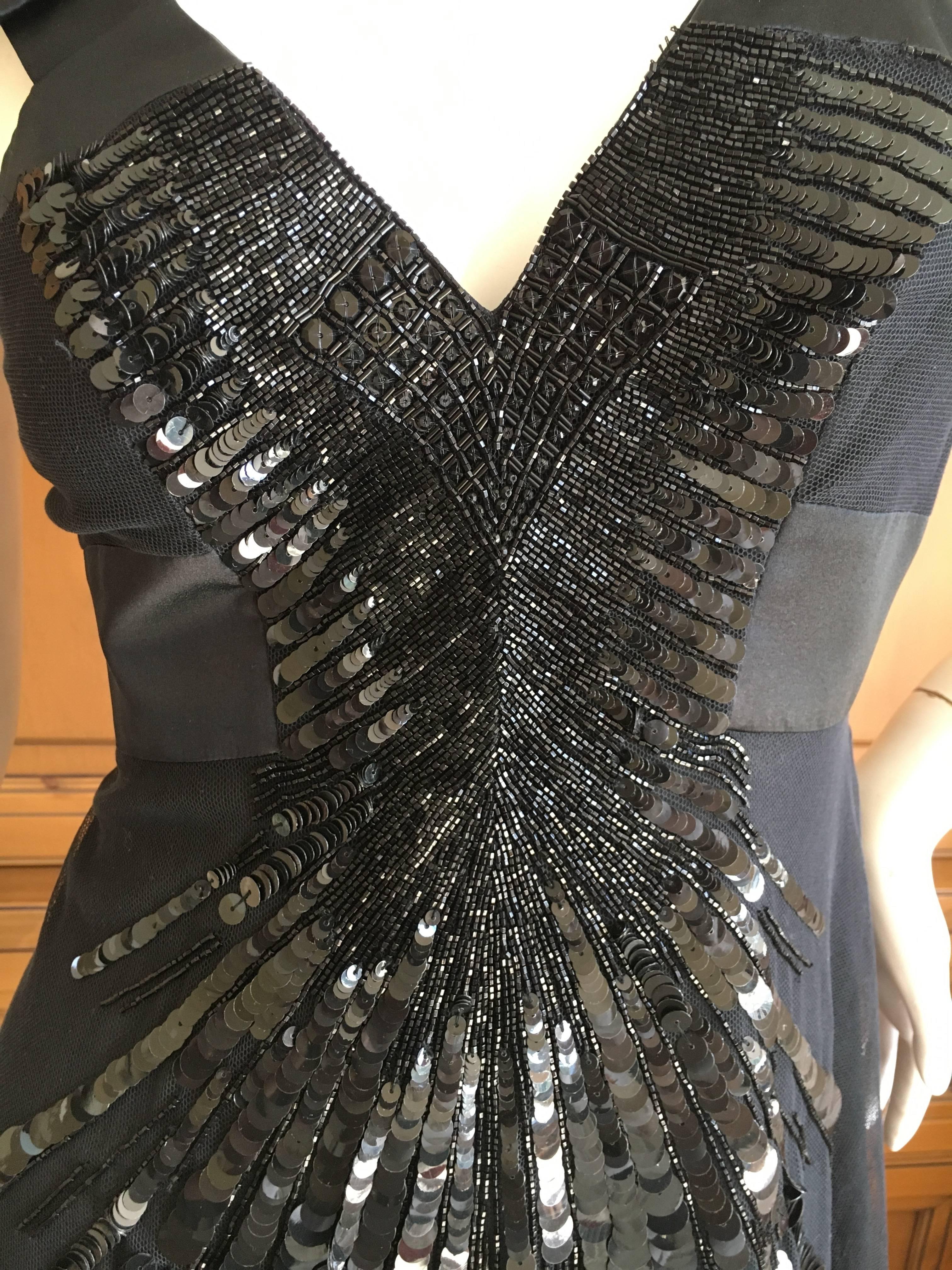 Versace Black Silk Sequined Cocktail Dress For Sale 5