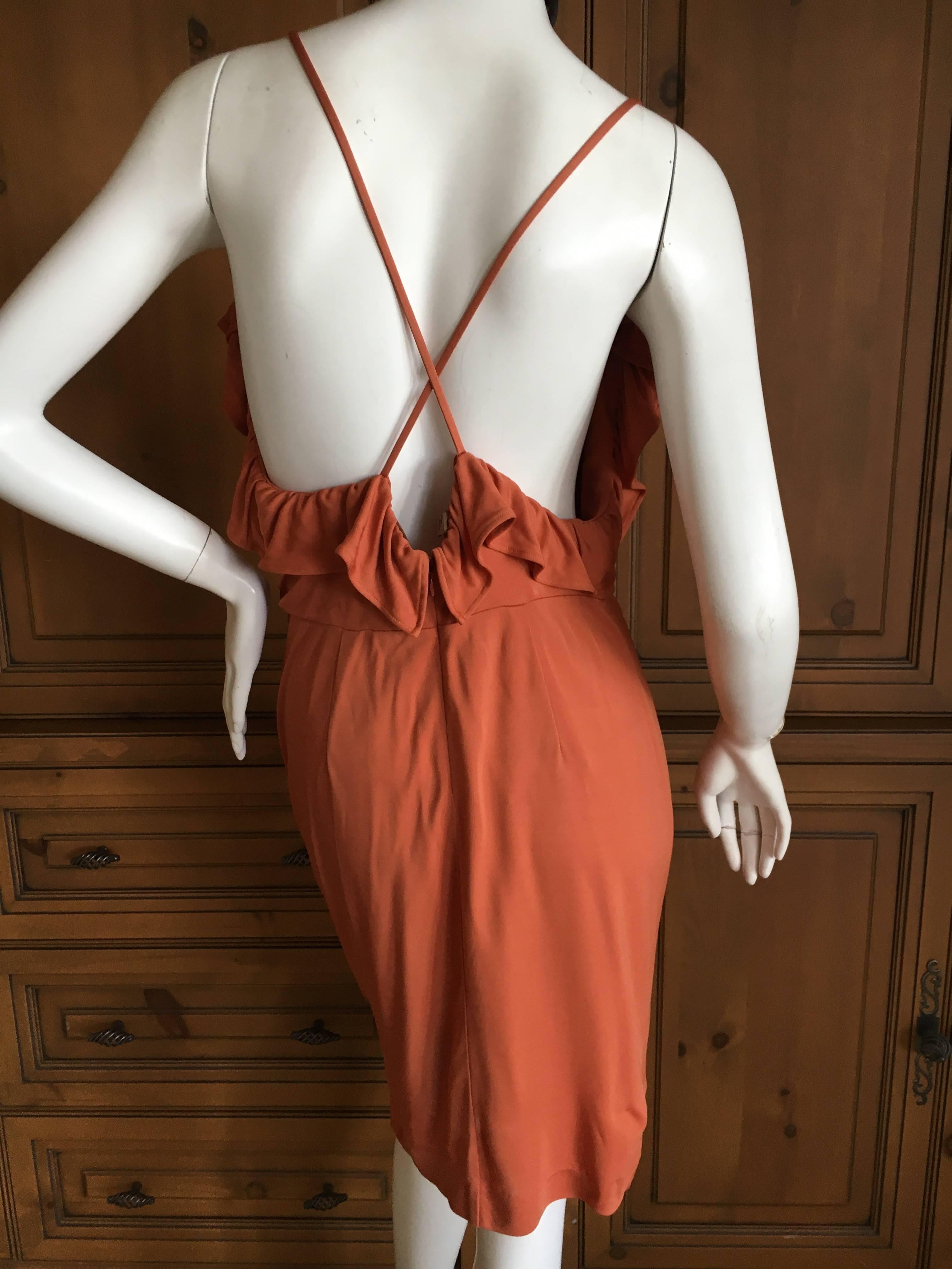 John Galliano Orange Ruffle Cocktail Mini Dress For Sale 3