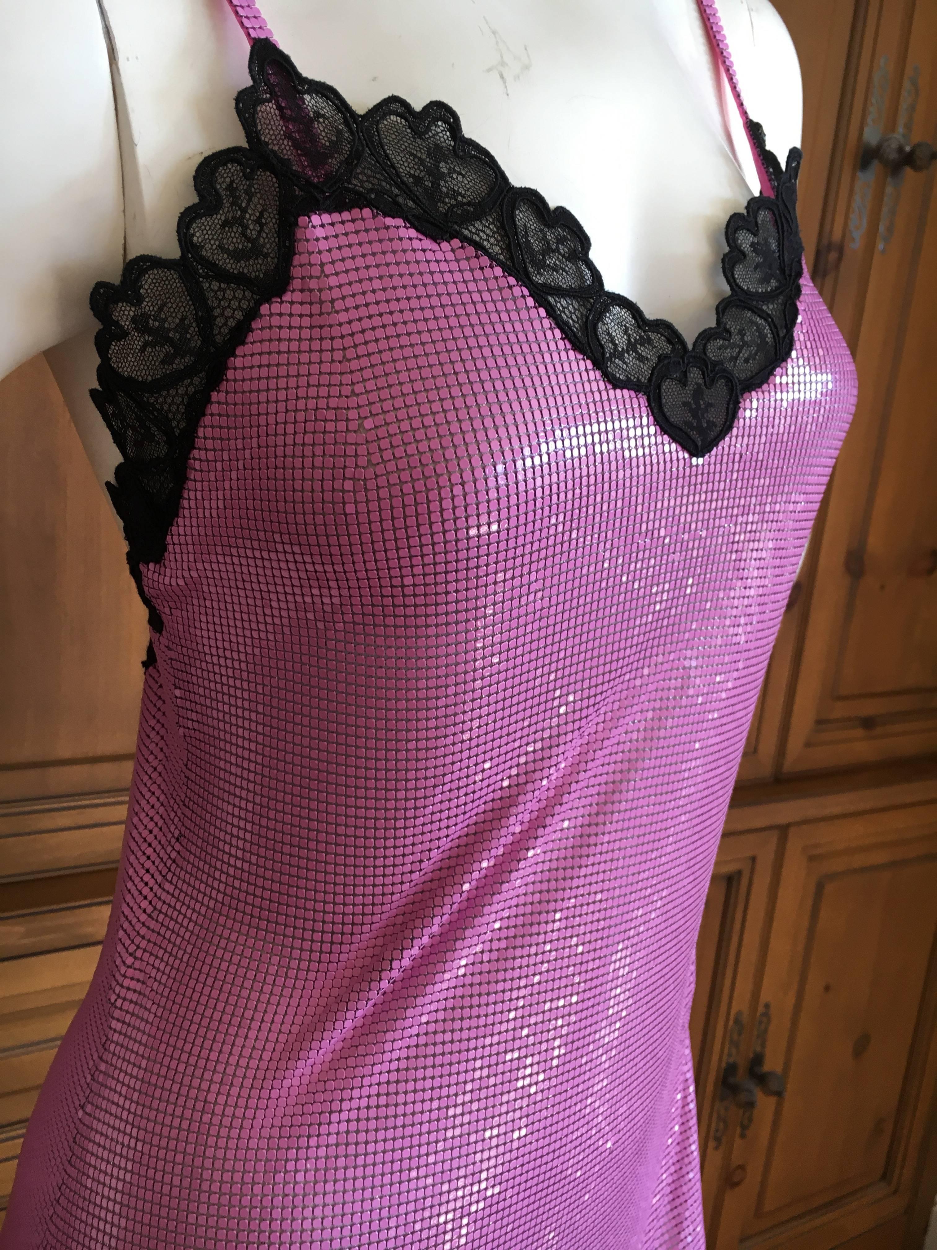 Women's Versace Lace Trim Chain Mail Metal Mesh Mini Dress