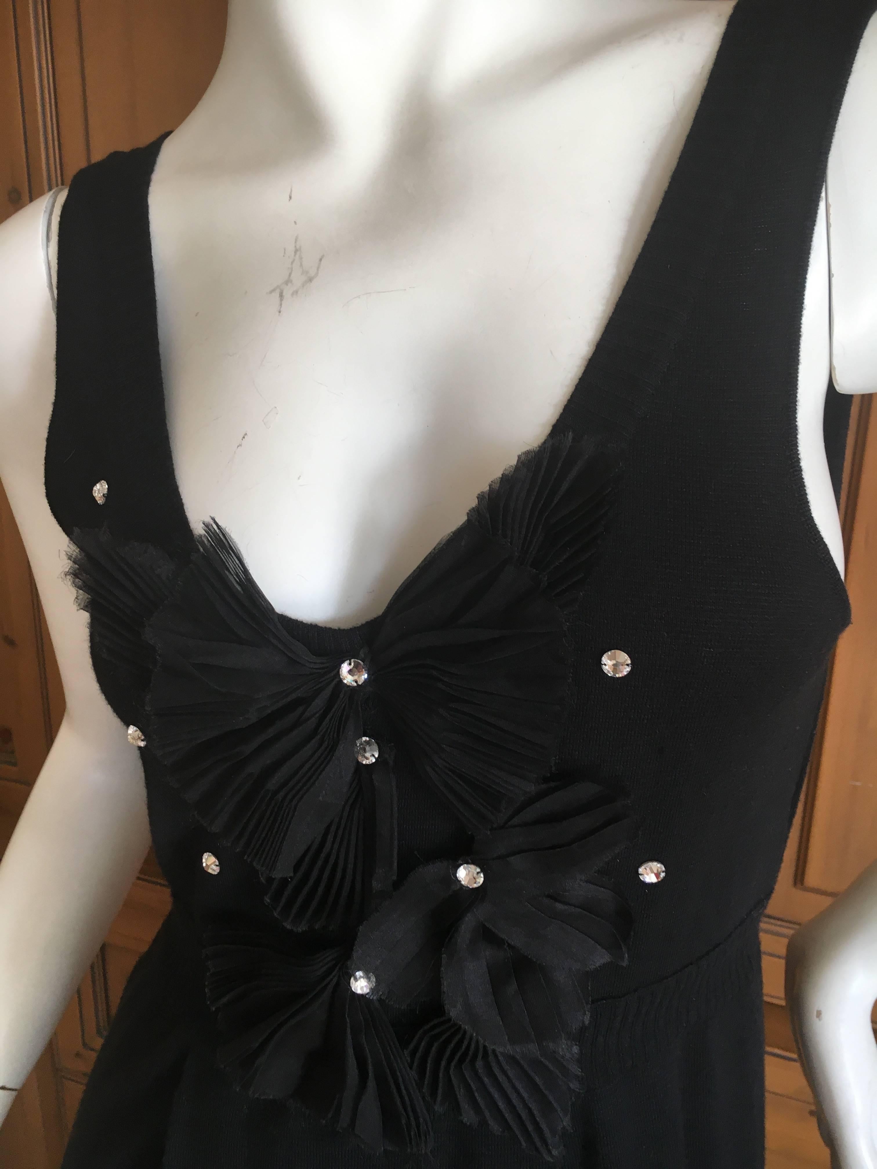 John Galliano Black Cashmere Blend Dress and Sweater with Crystal Accents In Excellent Condition For Sale In Cloverdale, CA