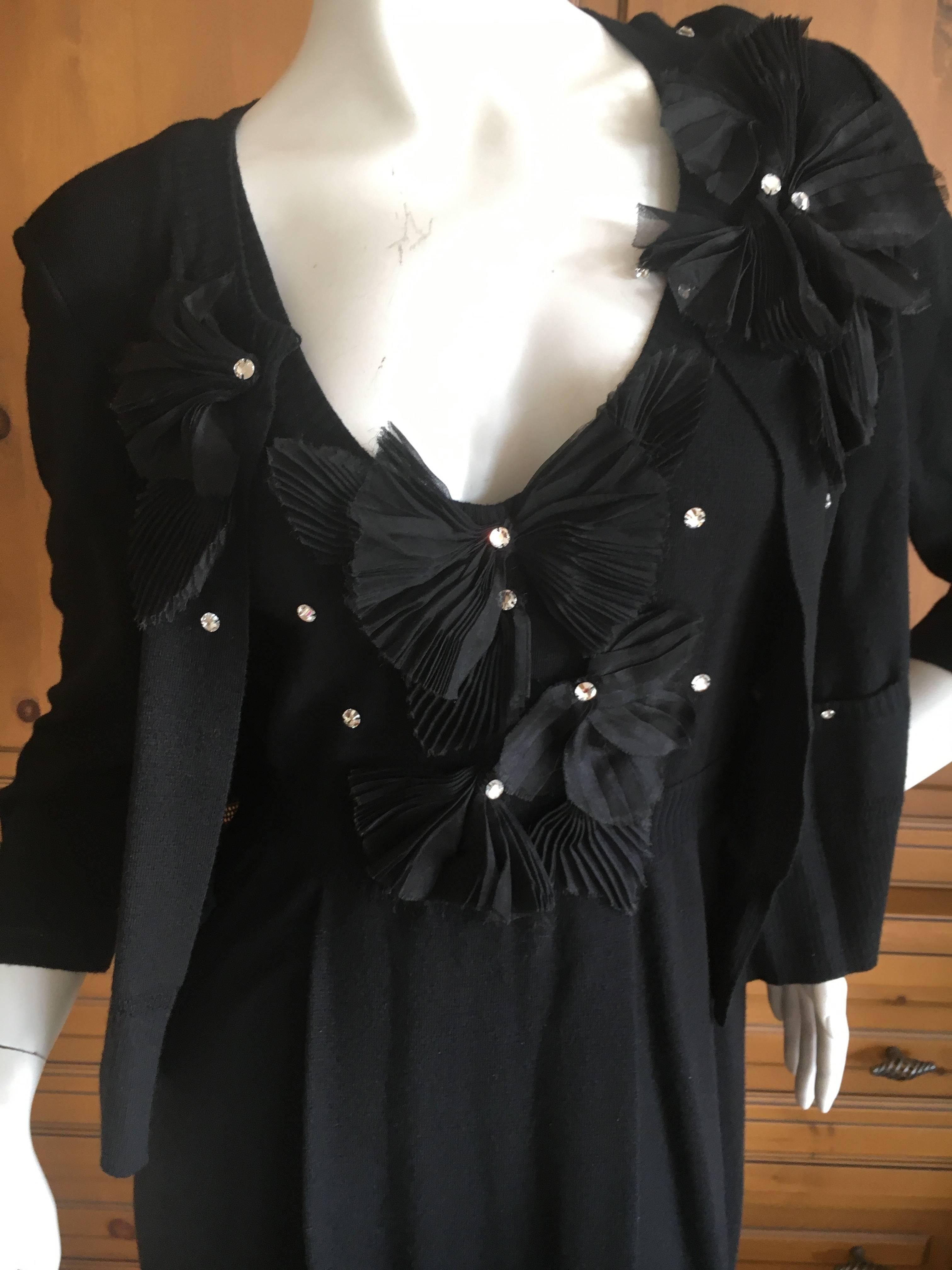 Women's John Galliano Black Cashmere Blend Dress and Sweater with Crystal Accents For Sale