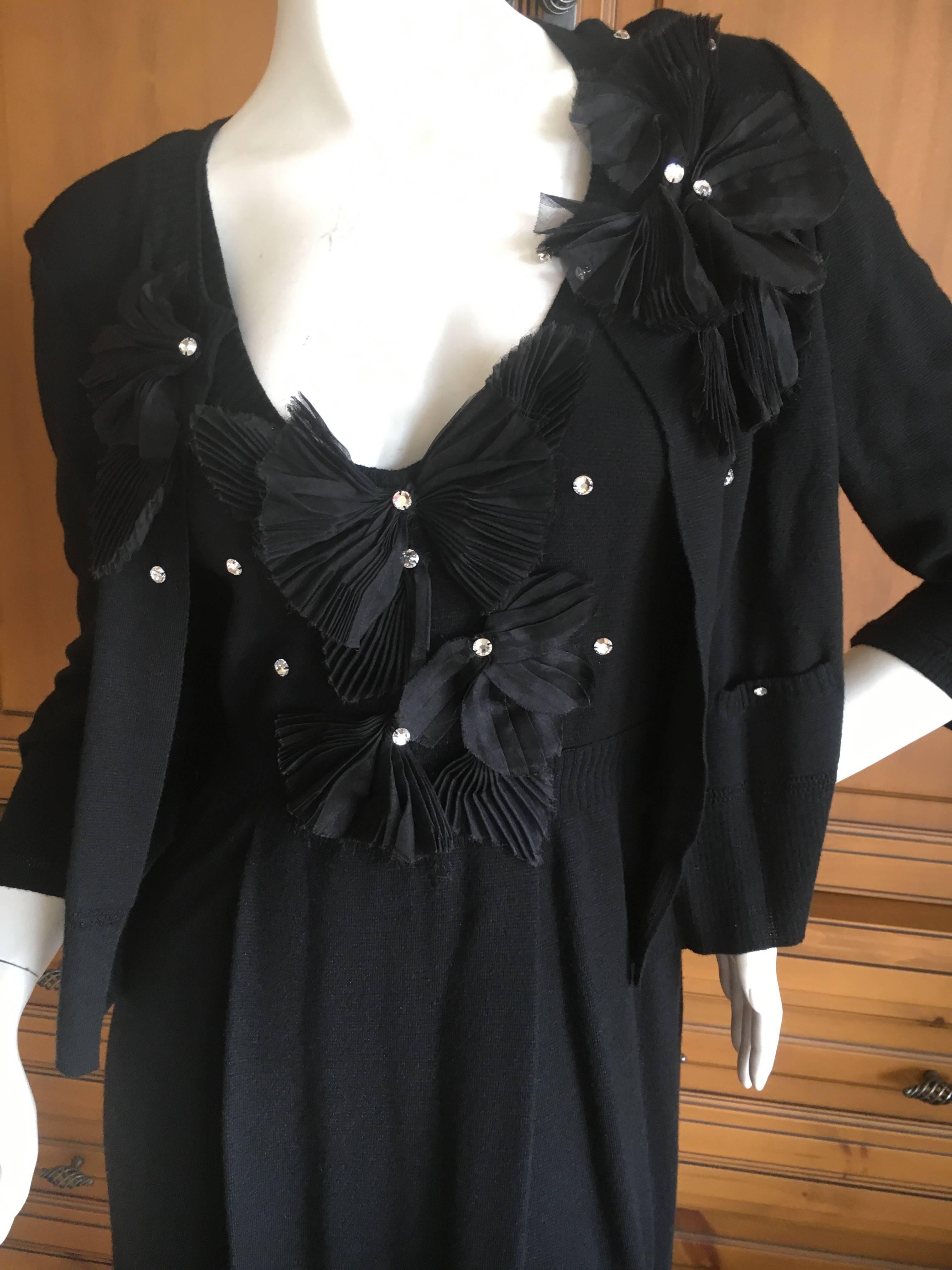 John Galliano Black Cashmere Blend Dress and Sweater with Crystal Accents For Sale 1