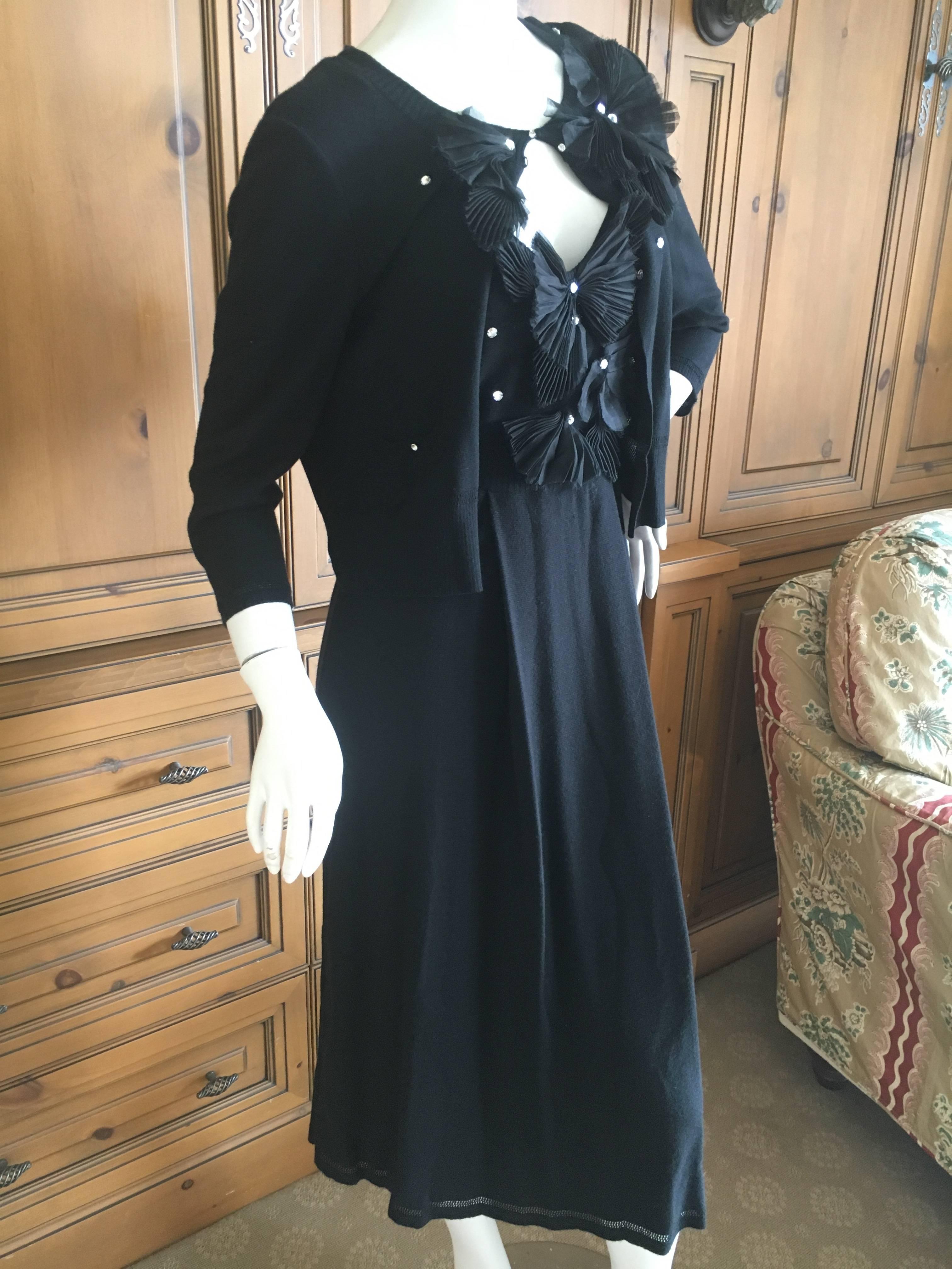 John Galliano Black Cashmere Blend Dress and Sweater with Crystal Accents For Sale 2