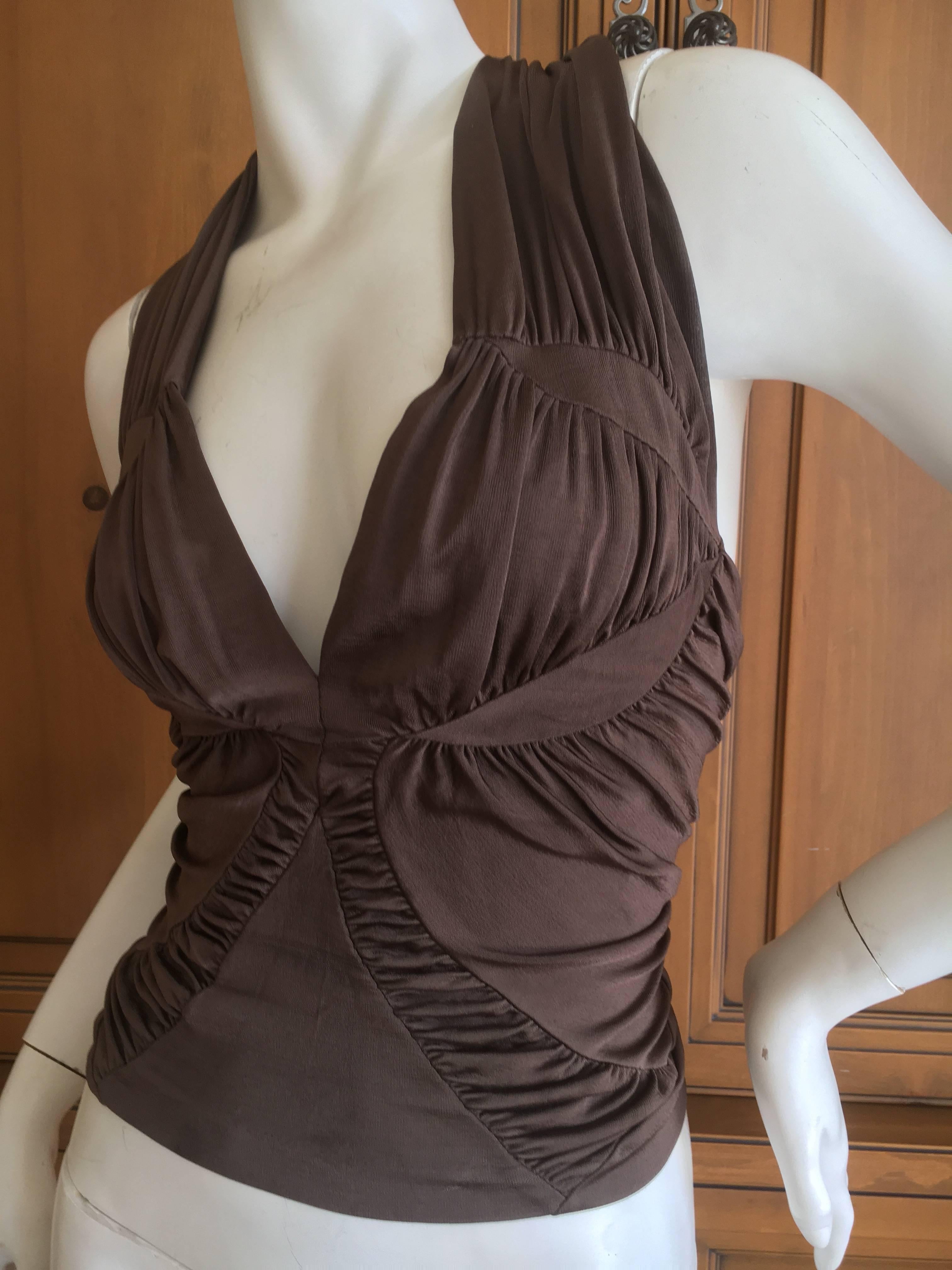 Black Yves Saint Laurent by Tom Ford Brown Low Cut Top For Sale