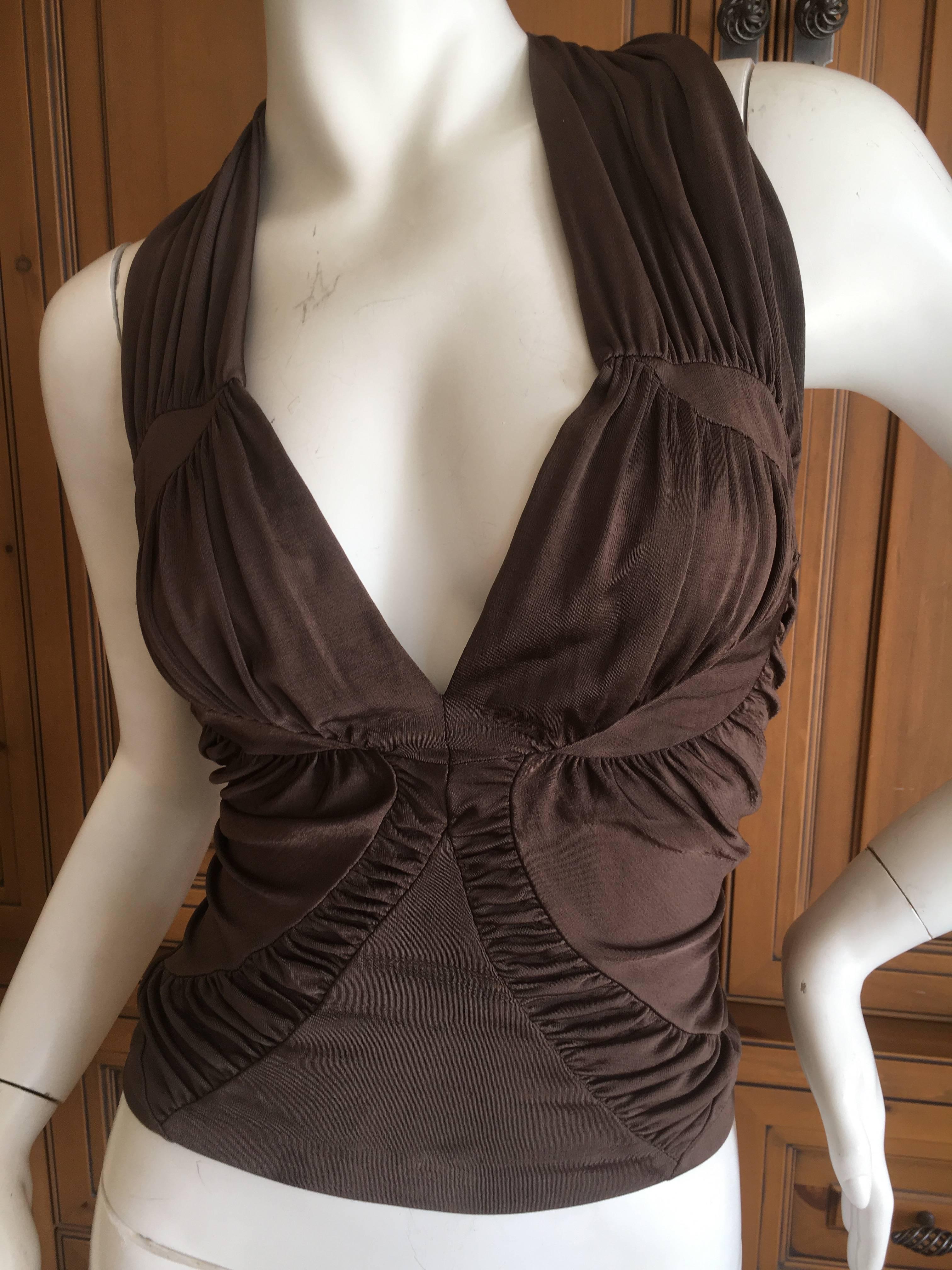 Yves Saint Laurent by Tom Ford Brown Low Cut Top In Good Condition For Sale In Cloverdale, CA