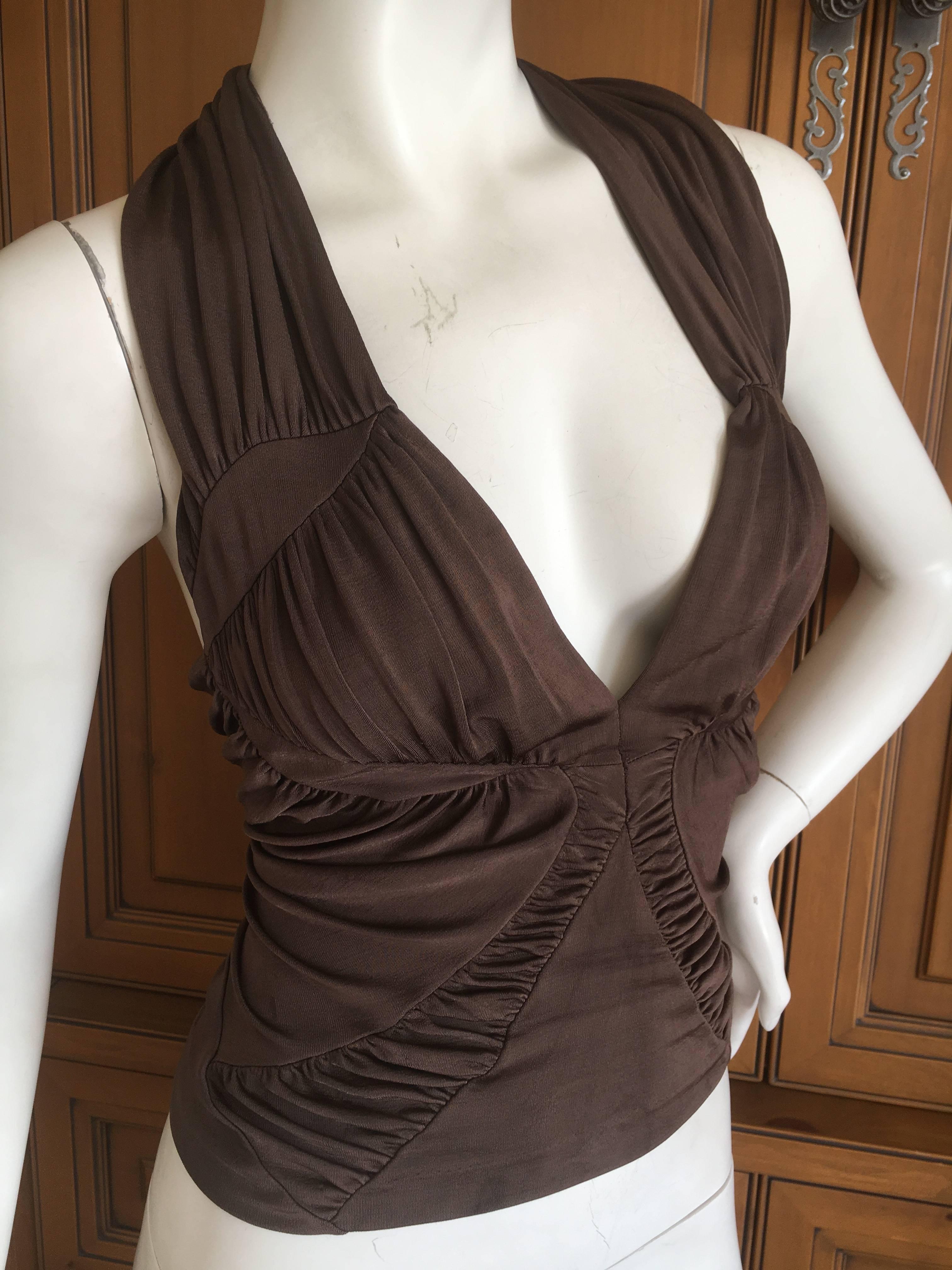 Yves Saint Laurent by Tom Ford Brown Low Cut Top For Sale 2