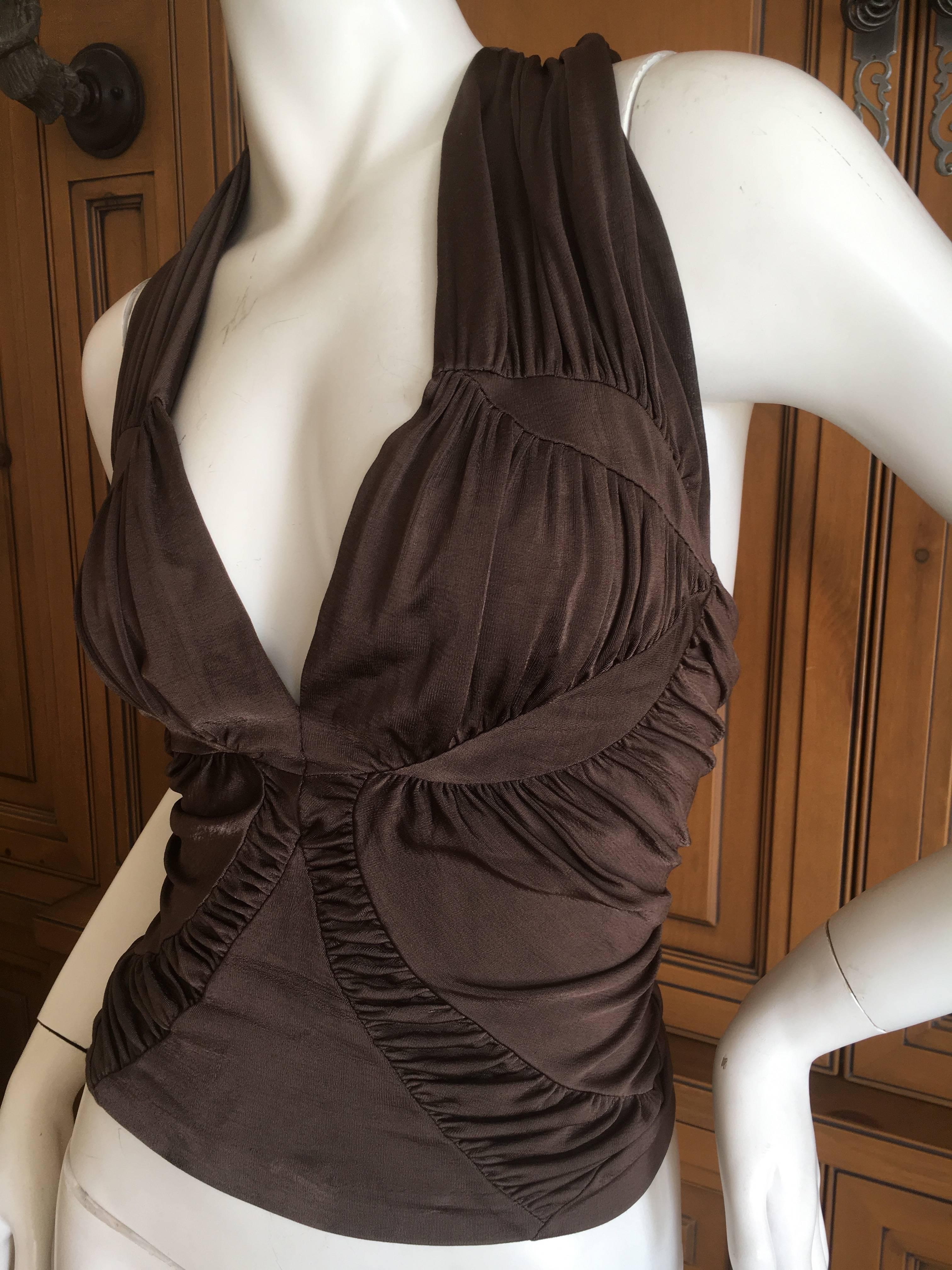 Yves Saint Laurent by Tom Ford Brown Low Cut Top For Sale 1