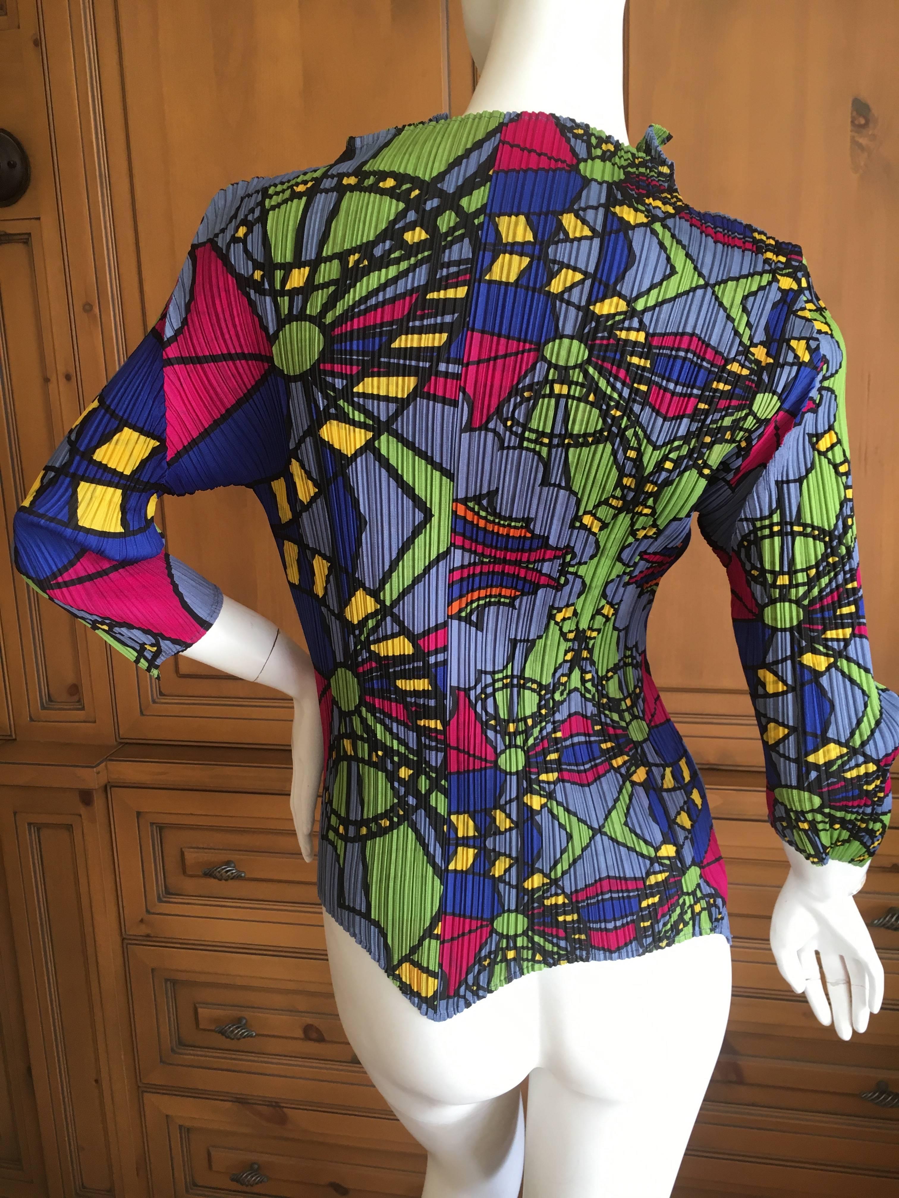 Women's Issey Miyake Pleats Please 60's Inspired Colorful Top For Sale