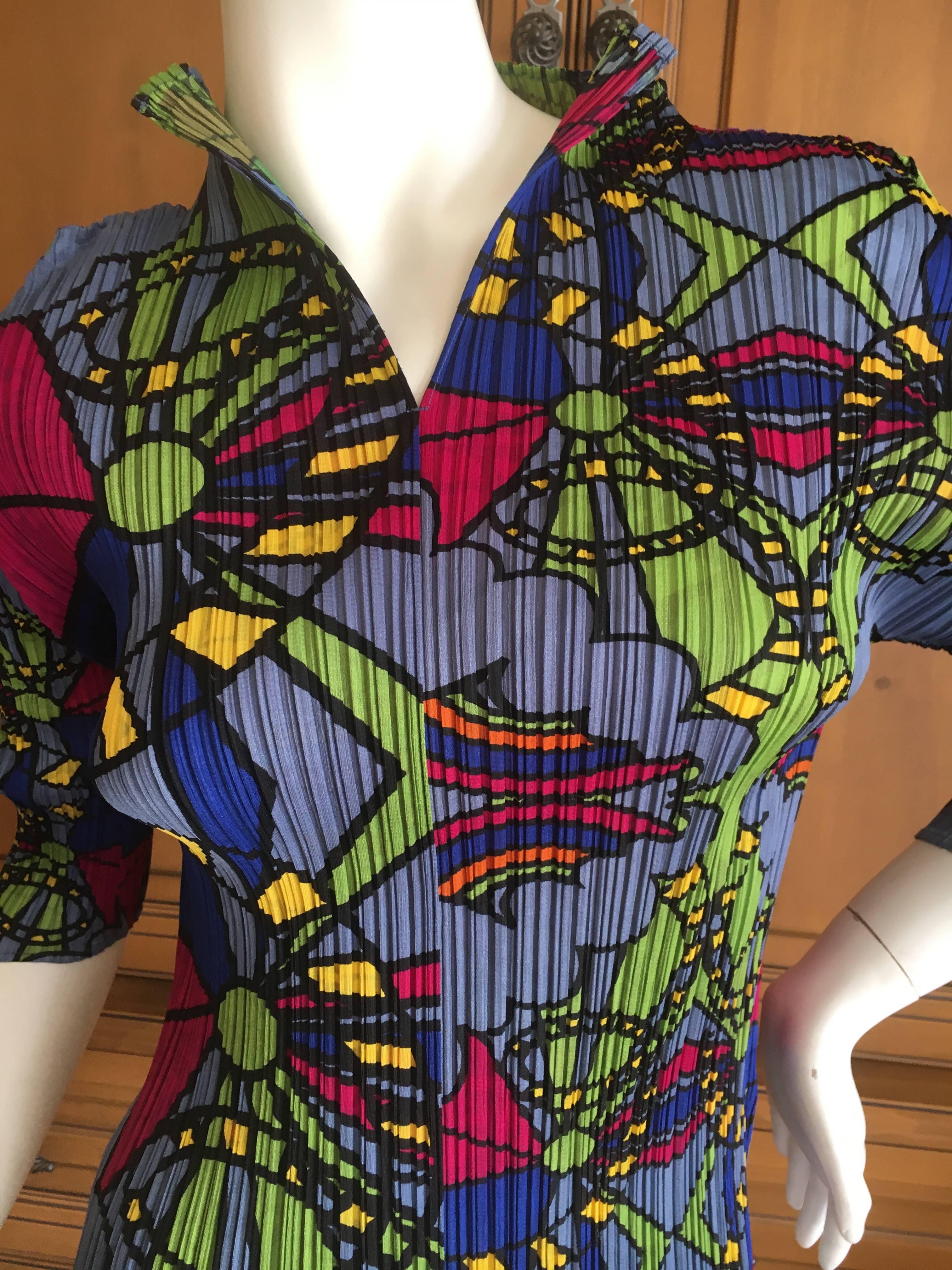 Issey Miyake Pleats Please 60's Inspired Colorful Top For Sale 1