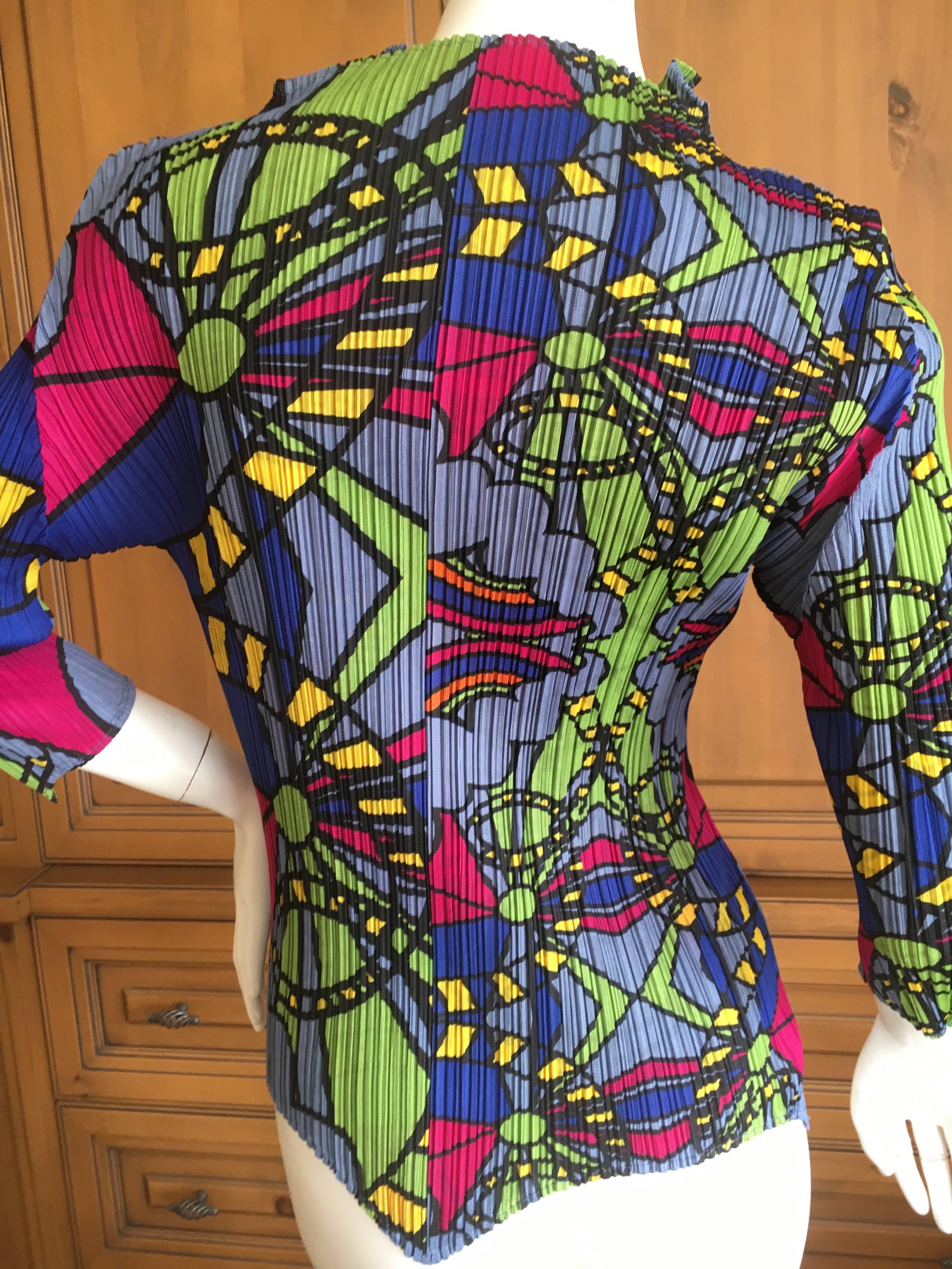Issey Miyake Pleats Please 60's Inspired Colorful Top For Sale 3