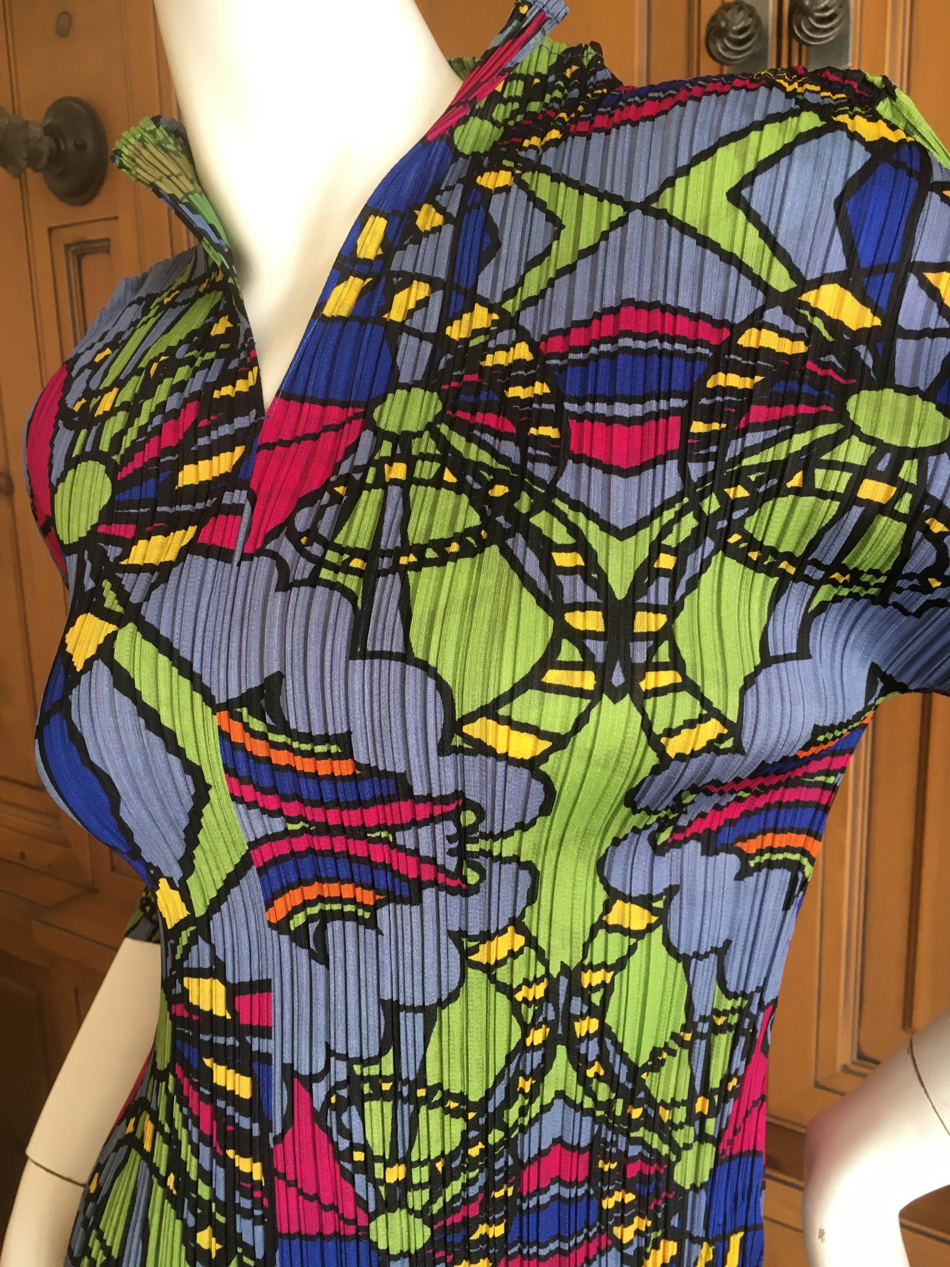 Issey Miyake Pleats Please 60's Inspired Colorful Top For Sale 2