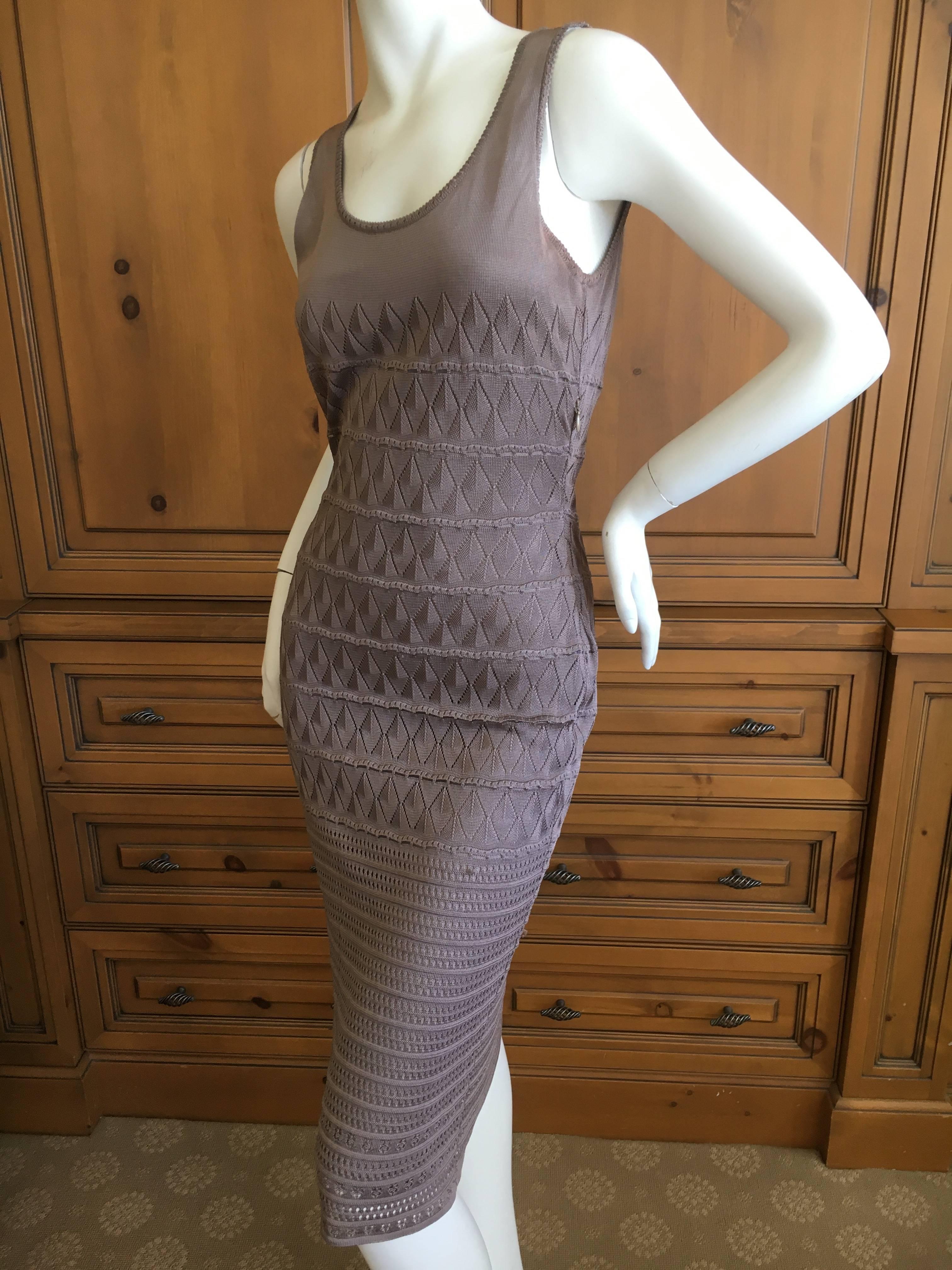 John Galliano f990's Gray Diamond Pattern Knit Dress with Matching Cardigan In Good Condition For Sale In Cloverdale, CA