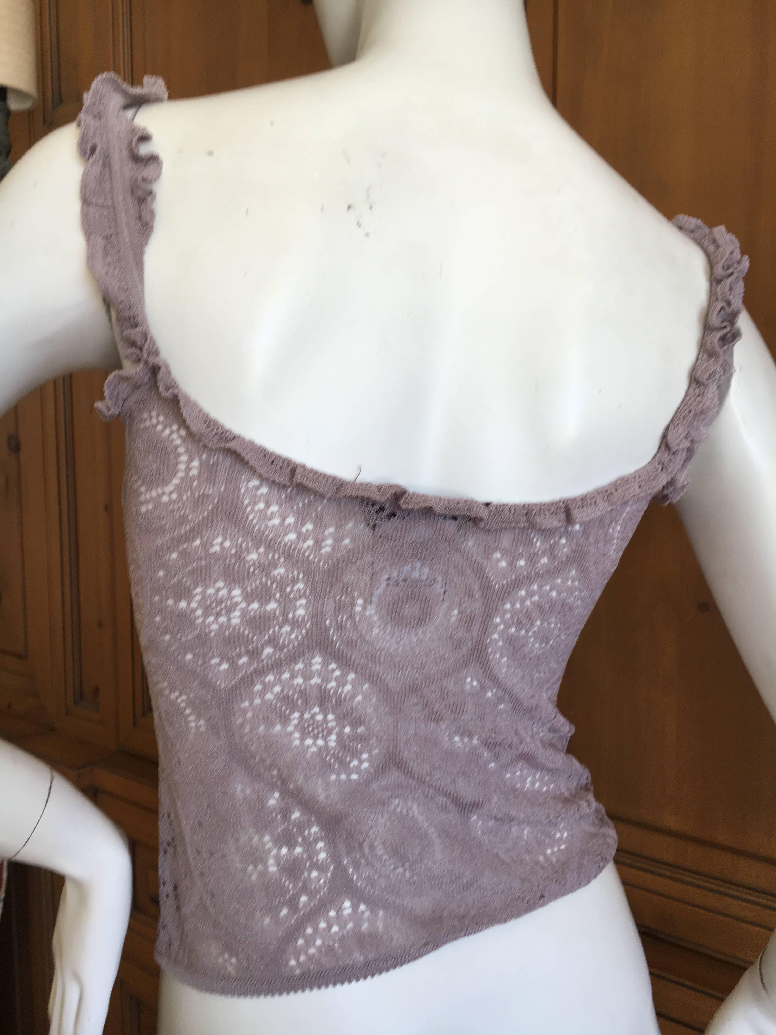 Gray John Galliano for Bergdorf Goodman 1990's Button Front Lace Camisole For Sale
