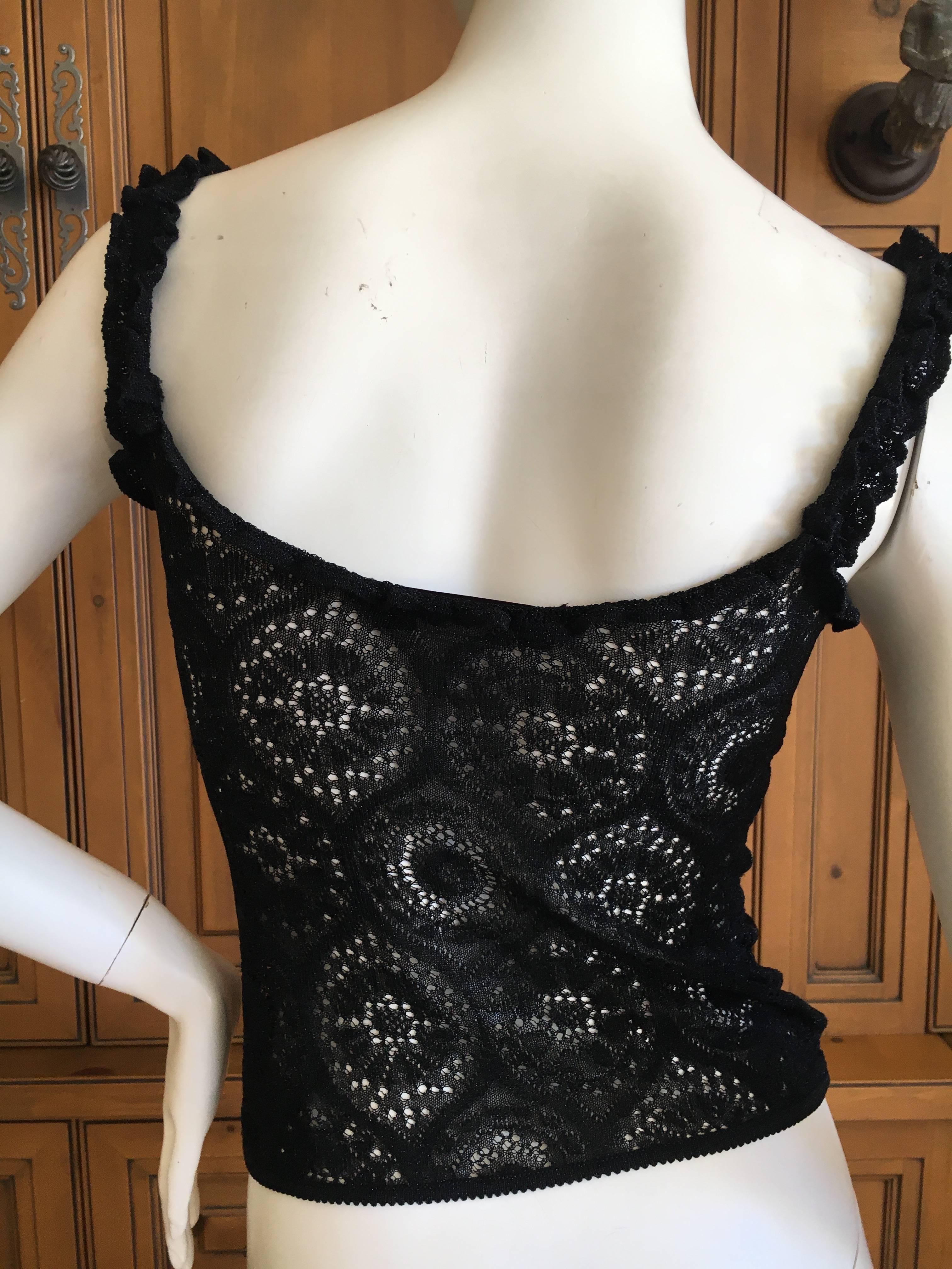 Black John Galliano for Bergdorf Goodman 1990's Button Front Lace Camisole For Sale