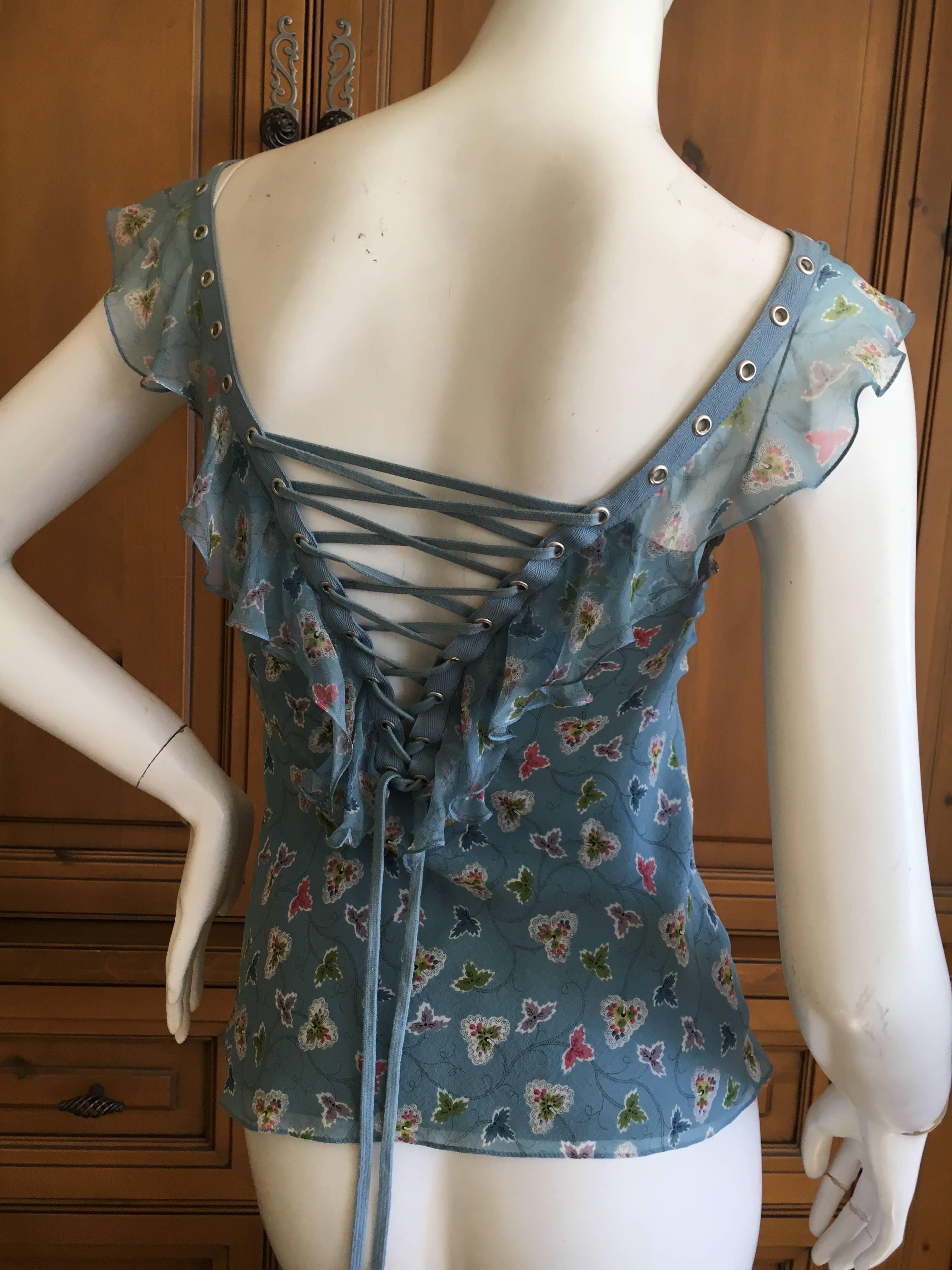 Christian Dior by John Galliano Ruffle Trim Corset Lace Top
Size 38
Bust 38"
Length 21"