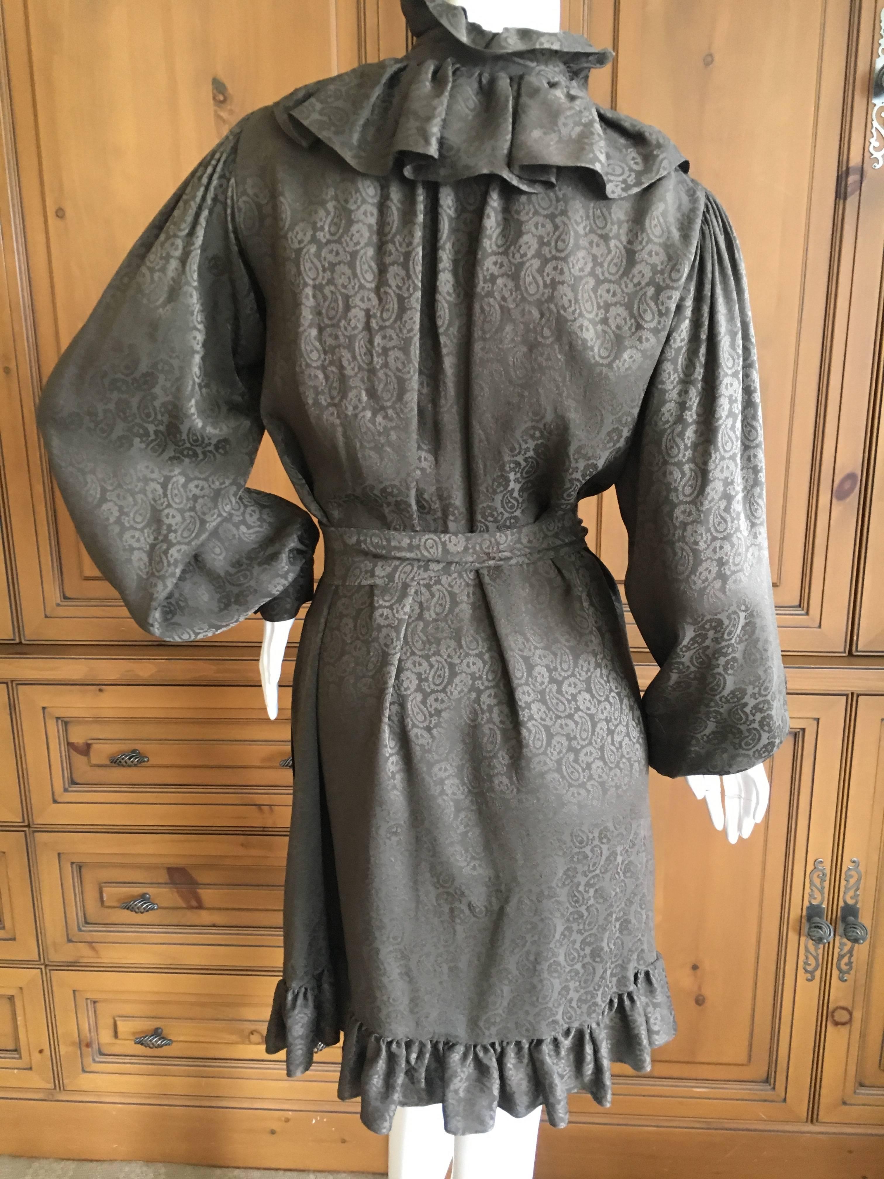 Yves Saint Laurent Vintage 1970's Rive Gauche Silk Paisley Dress with Sash Belt In Excellent Condition For Sale In Cloverdale, CA