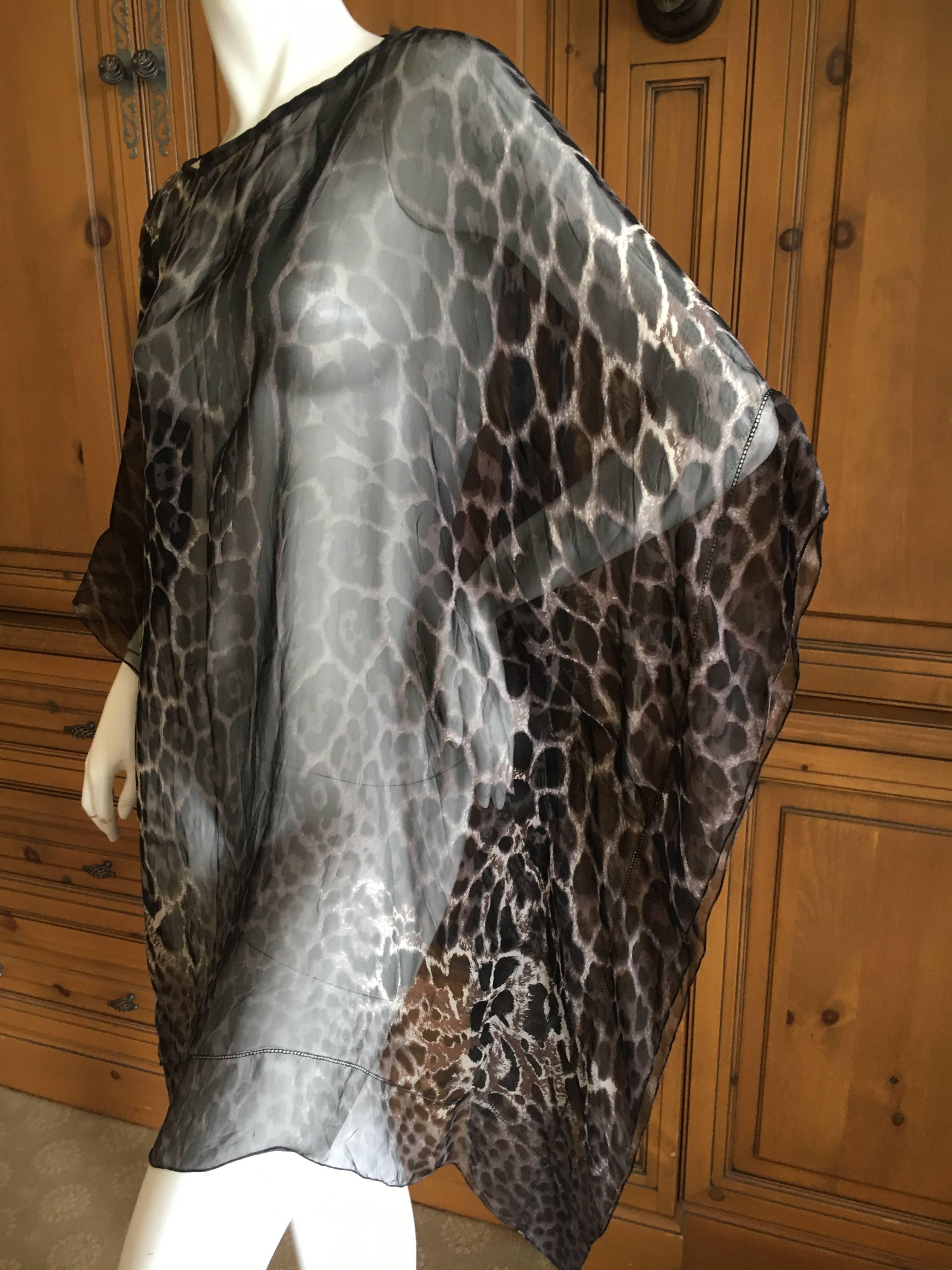 Yves Saint Laurent Sheer Silk Chiffon Leopard Print Poncho In Excellent Condition In Cloverdale, CA