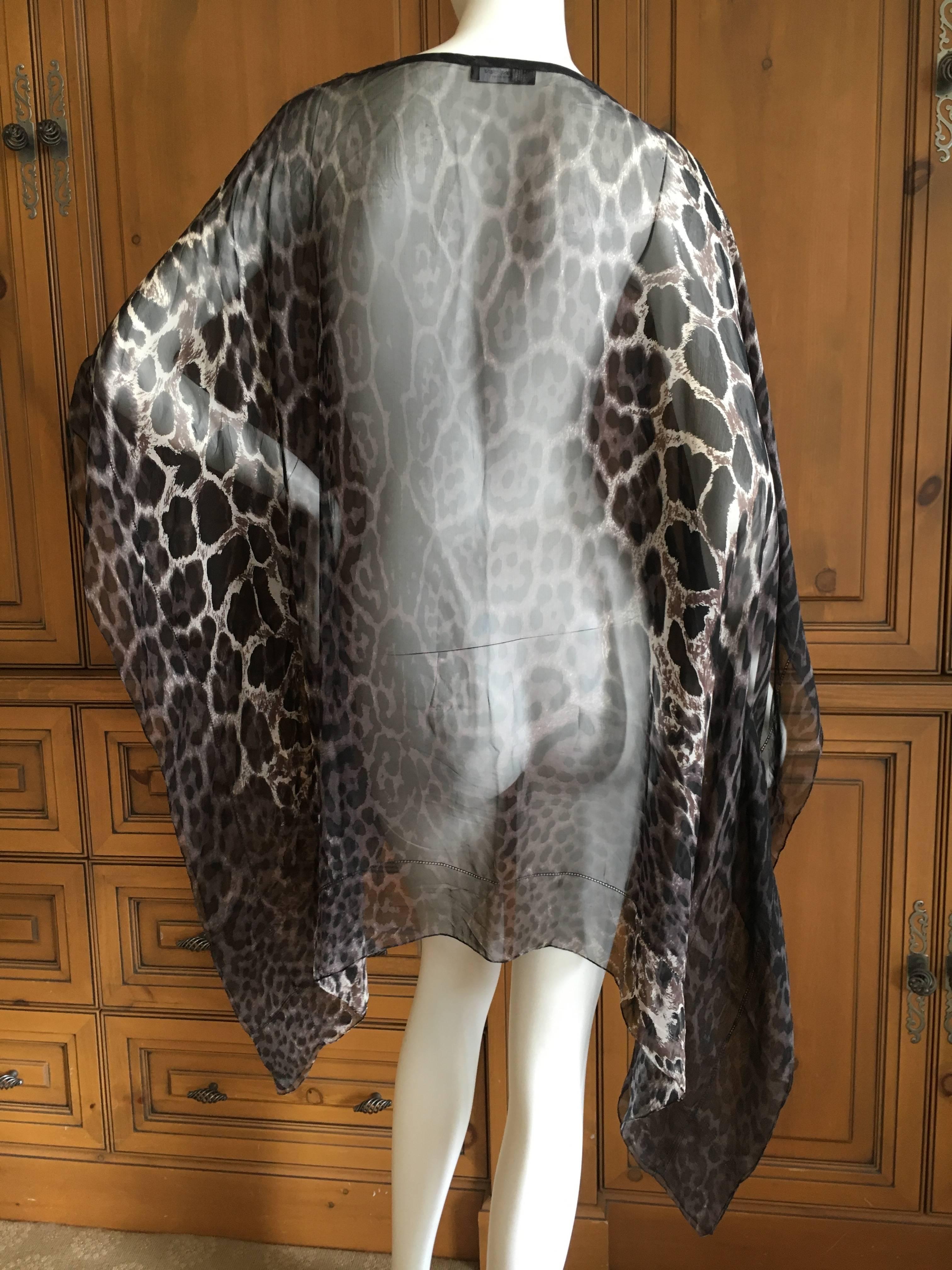 Yves Saint Laurent Sheer Silk Chiffon Leopard Print Poncho 1