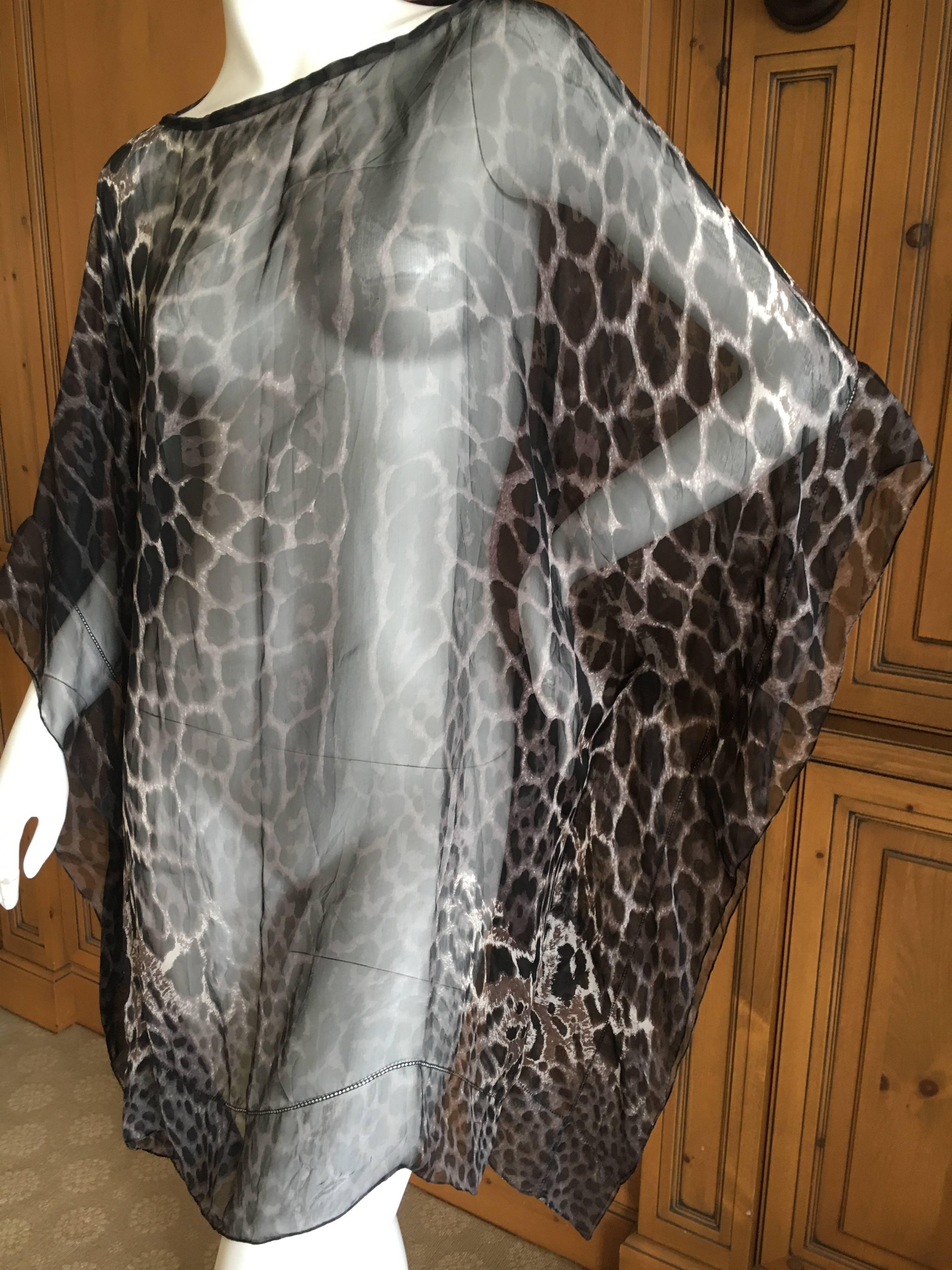 Women's or Men's Yves Saint Laurent Sheer Silk Chiffon Leopard Print Poncho