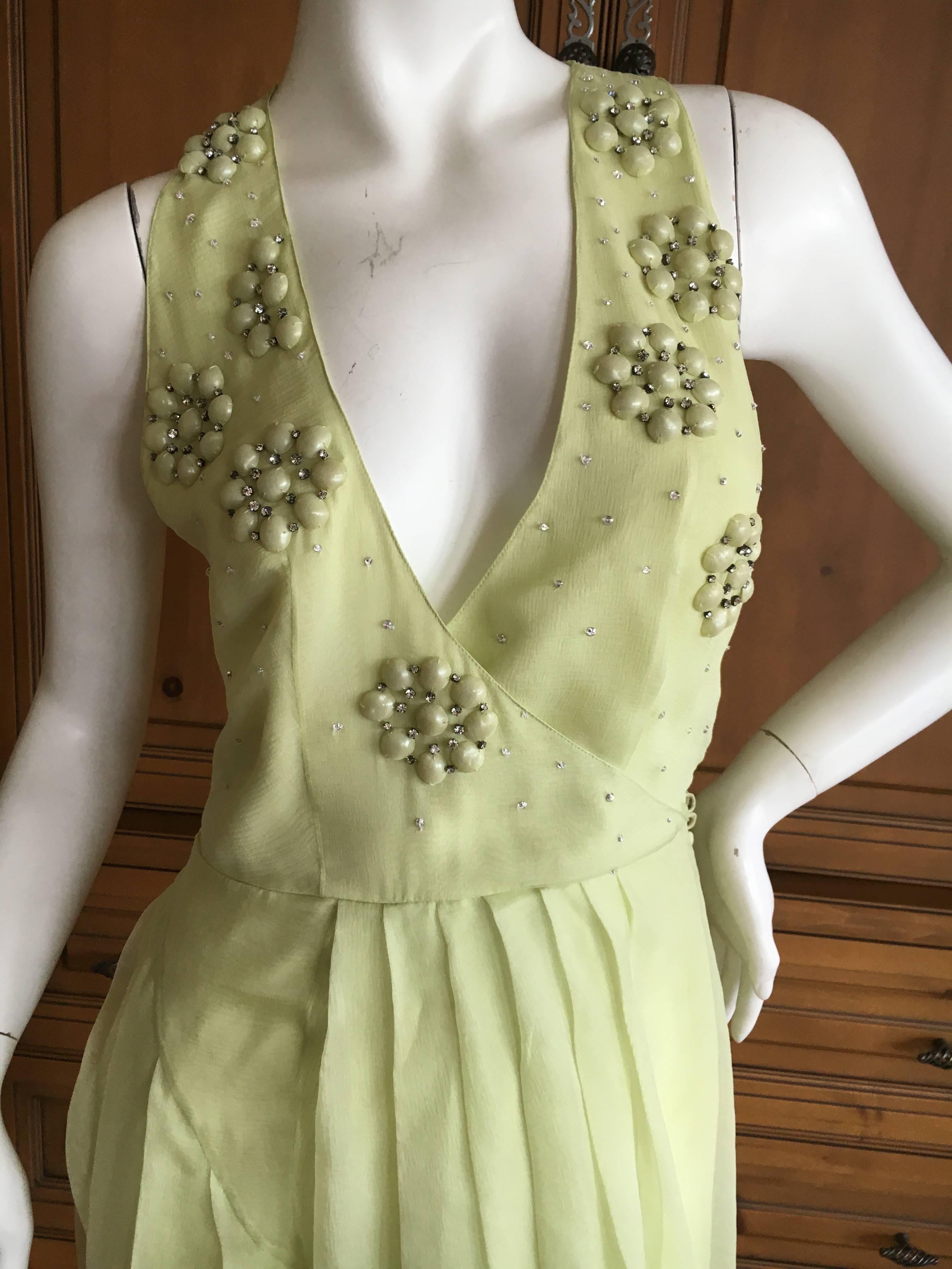 Christian Dior Green Silk Chiffon Dress  In Excellent Condition For Sale In Cloverdale, CA