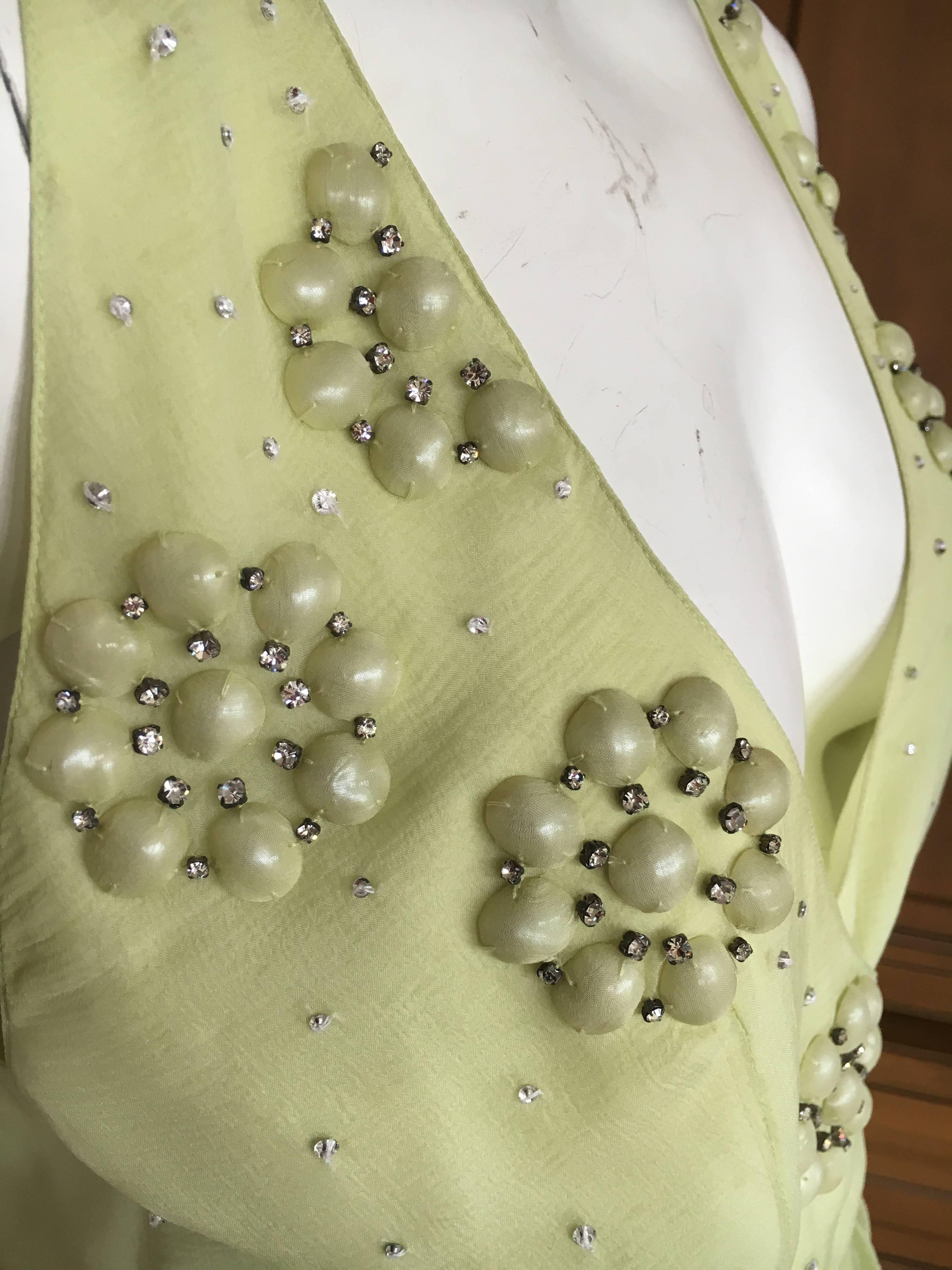 Christian Dior Green Silk Chiffon Dress  For Sale 5