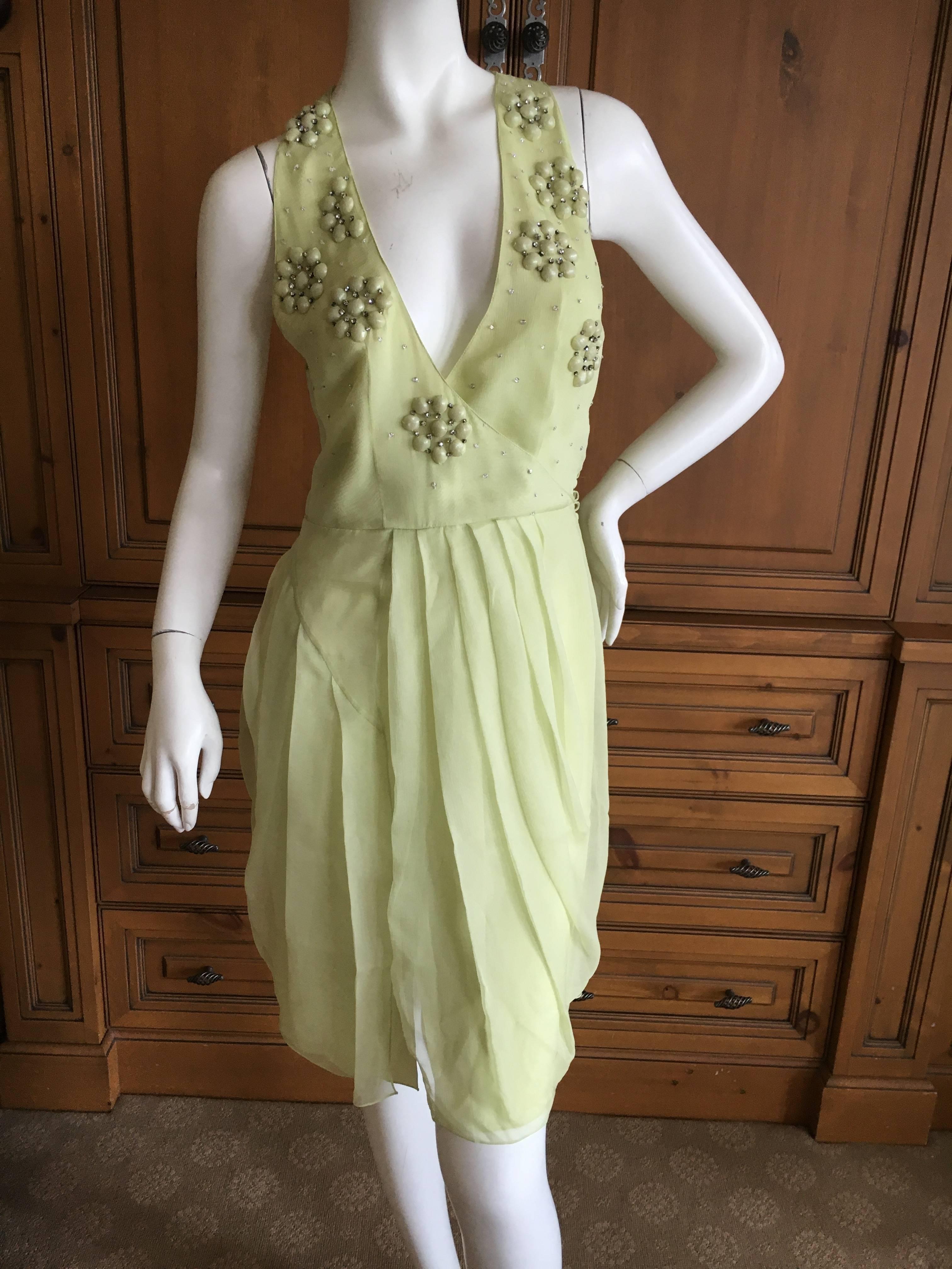 Christian Dior Green Silk Chiffon Dress  For Sale 4